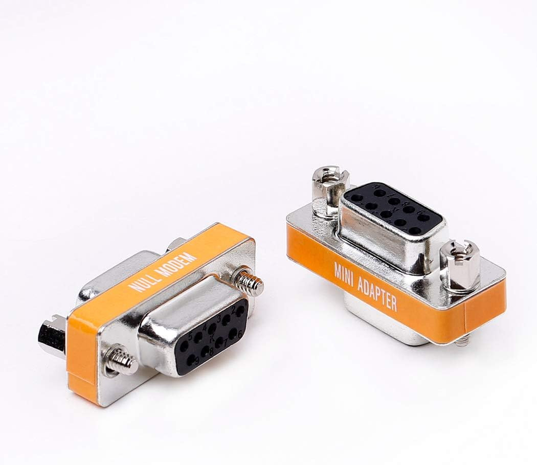 DB9 Null Modem Female to Female Slimline Data Transfer Serial Port Adapter 2 Pac