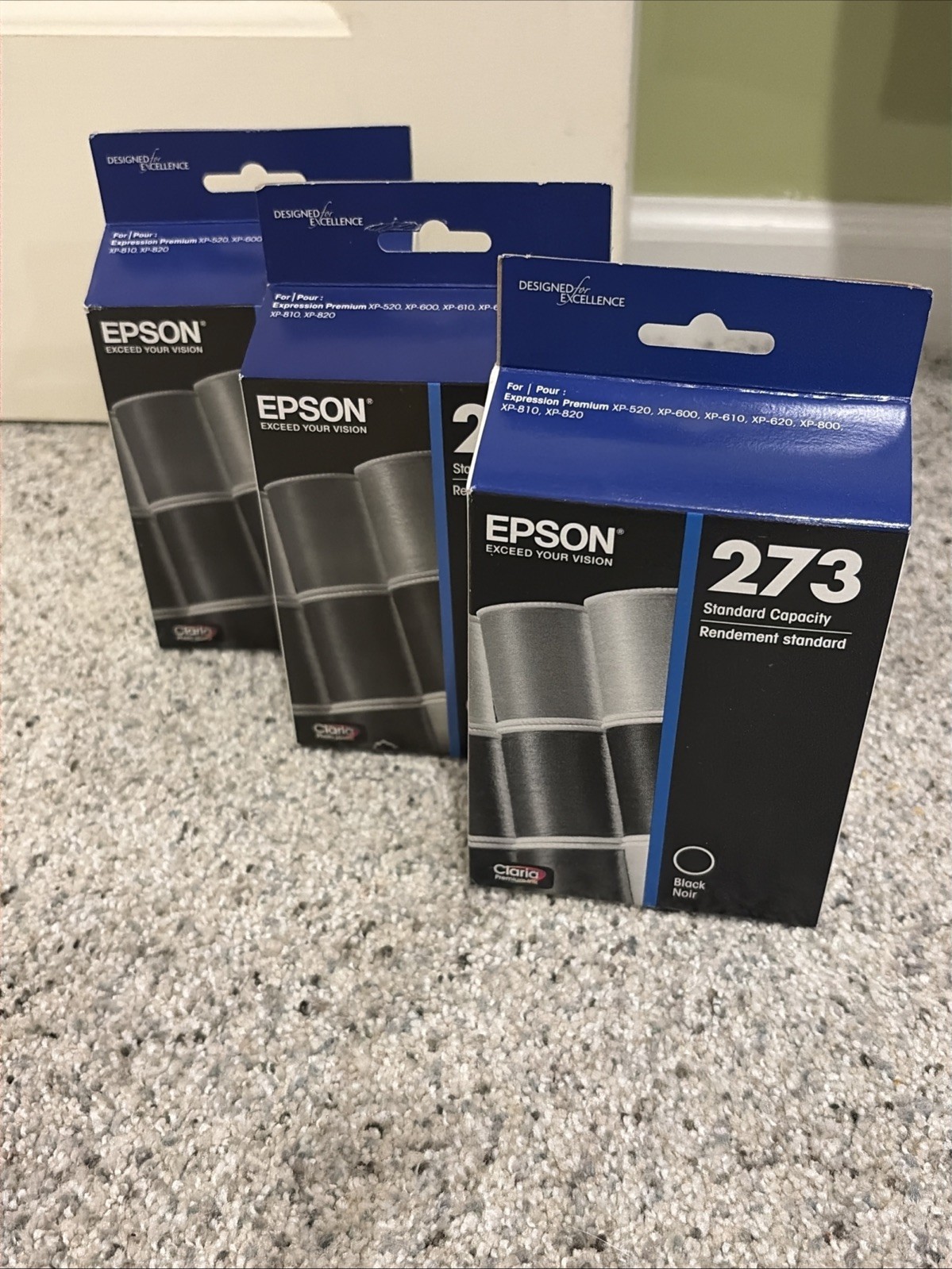 New Epson 273 Standard Capacity Black Ink Cartridge Lot (3)  Expired