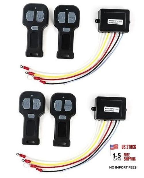 12V Wireless Winch Remote Control Kit – 4 Pack Universal 5‑Wire Receiver