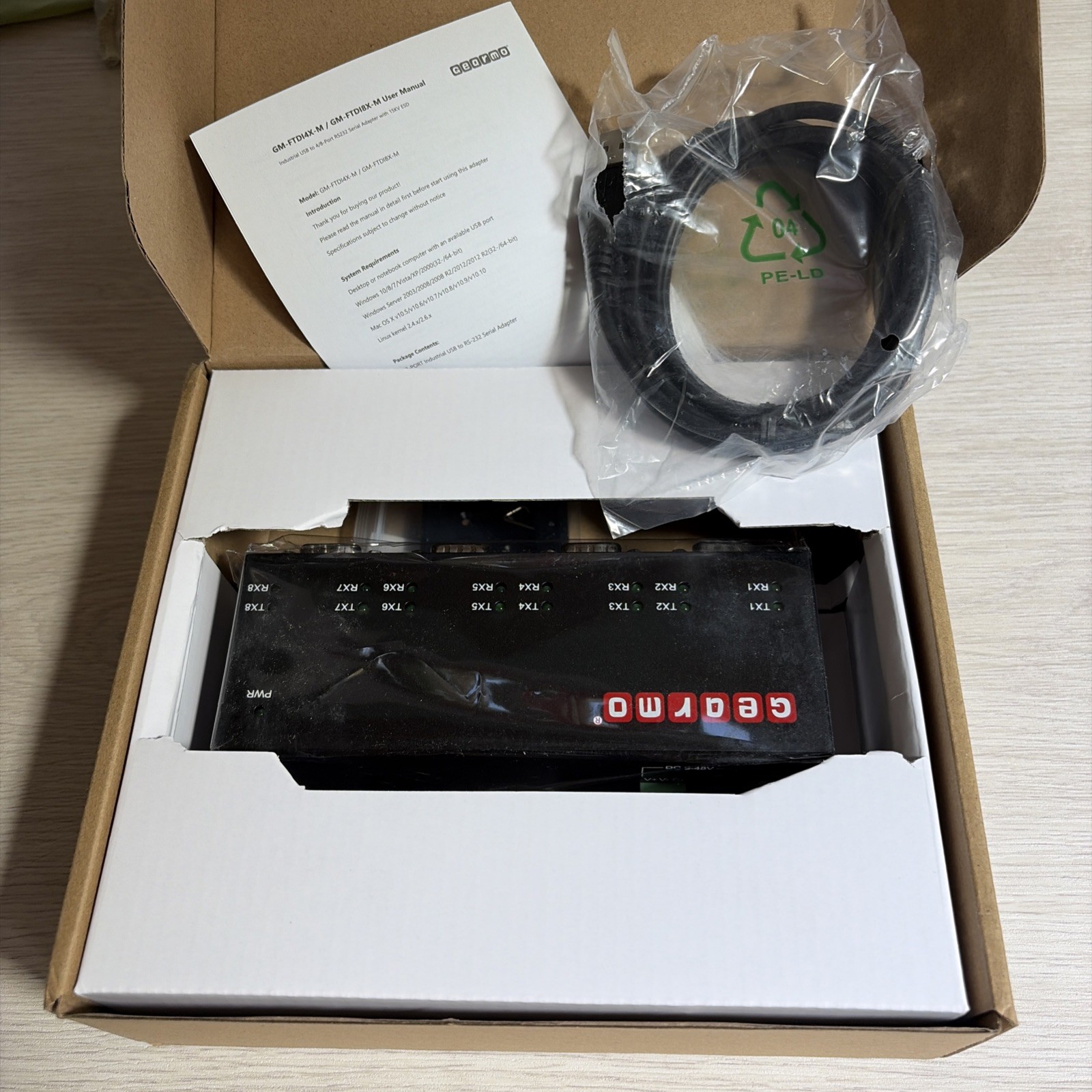 Gearmo USB 8 Port Serial RS232 featuring FTDI Chipset with LED Indicators