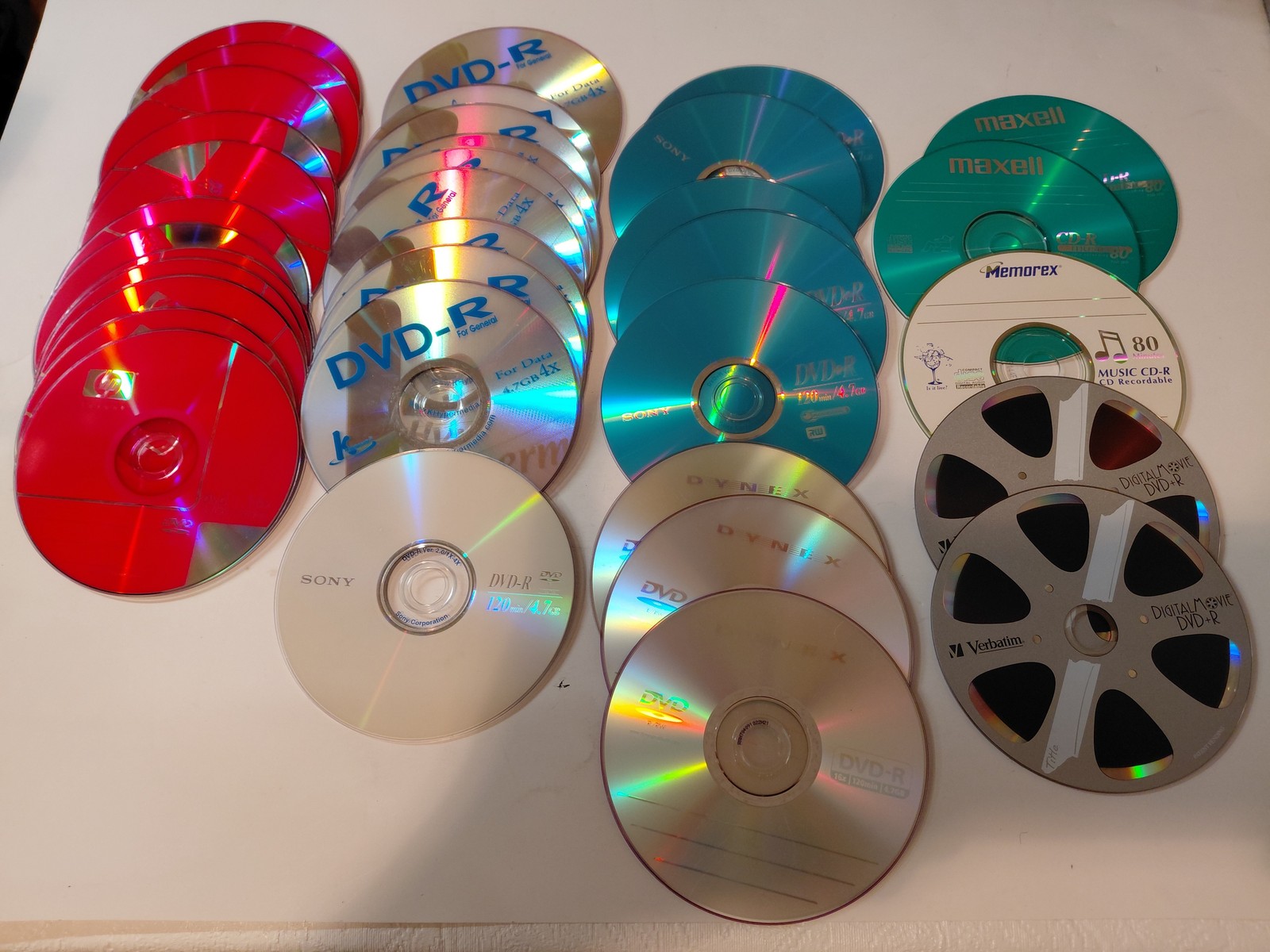 Mixed Lot 35+ Blank Media DVD-R DVD+R CD-R HP Sony Maxell Verbatim Dynex