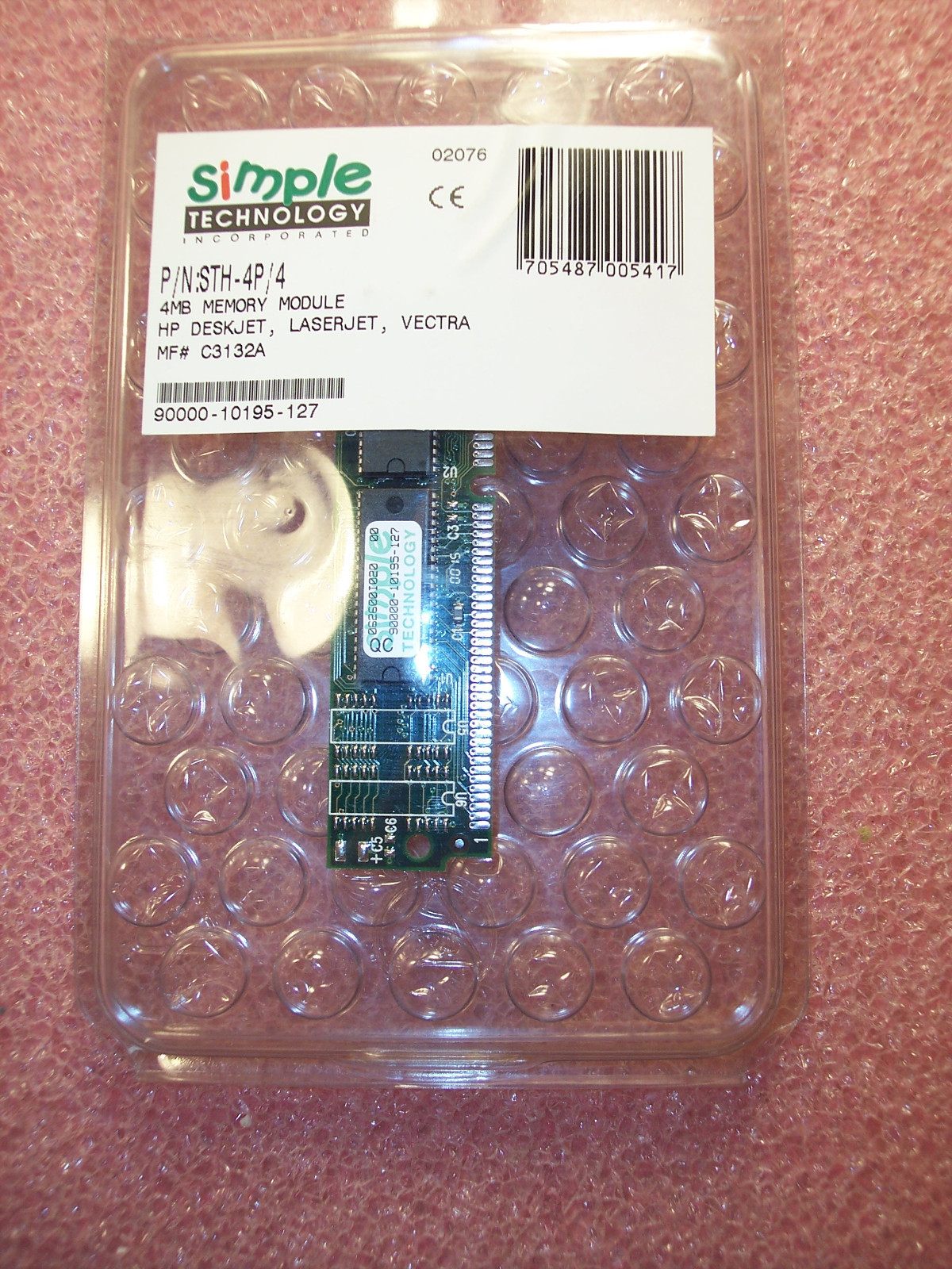 QTY (2) STH-4P/4 SIMPLE TECHNOLOGY 4MB SIMM MEMORY MODULES 72 PIN C3132A