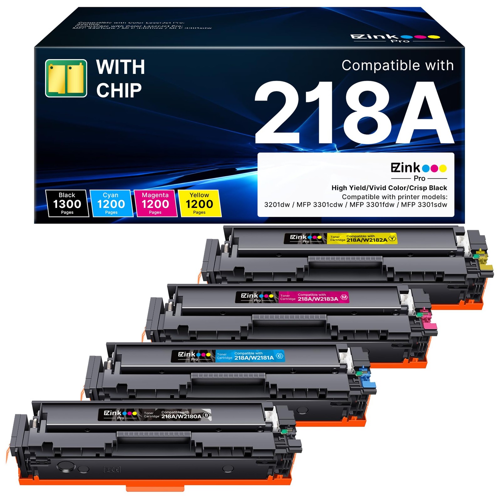 E-Z Ink Pro Toner Cartridges 4 Pack 218A
