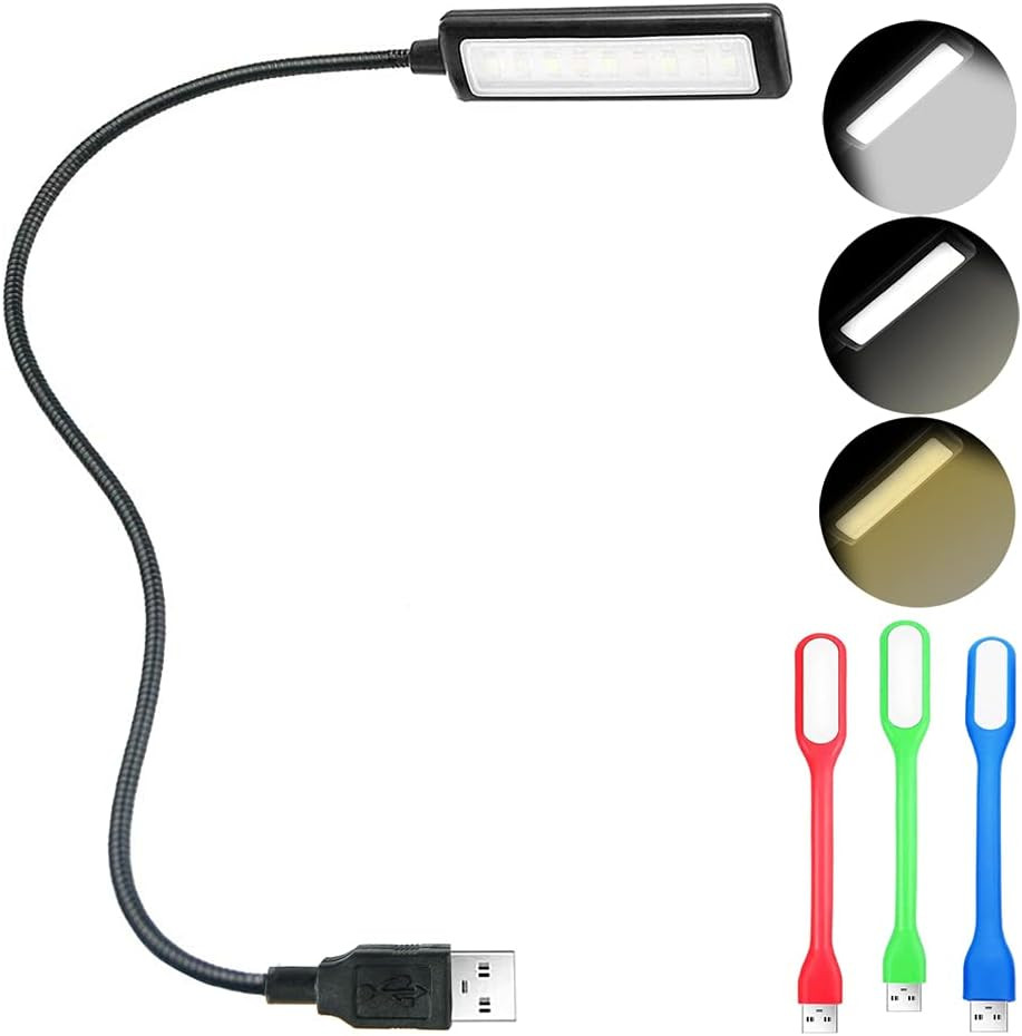USB Reading Light, Laptop Keyboard Light for Computer Adjustable Gooseneck, 3 Co