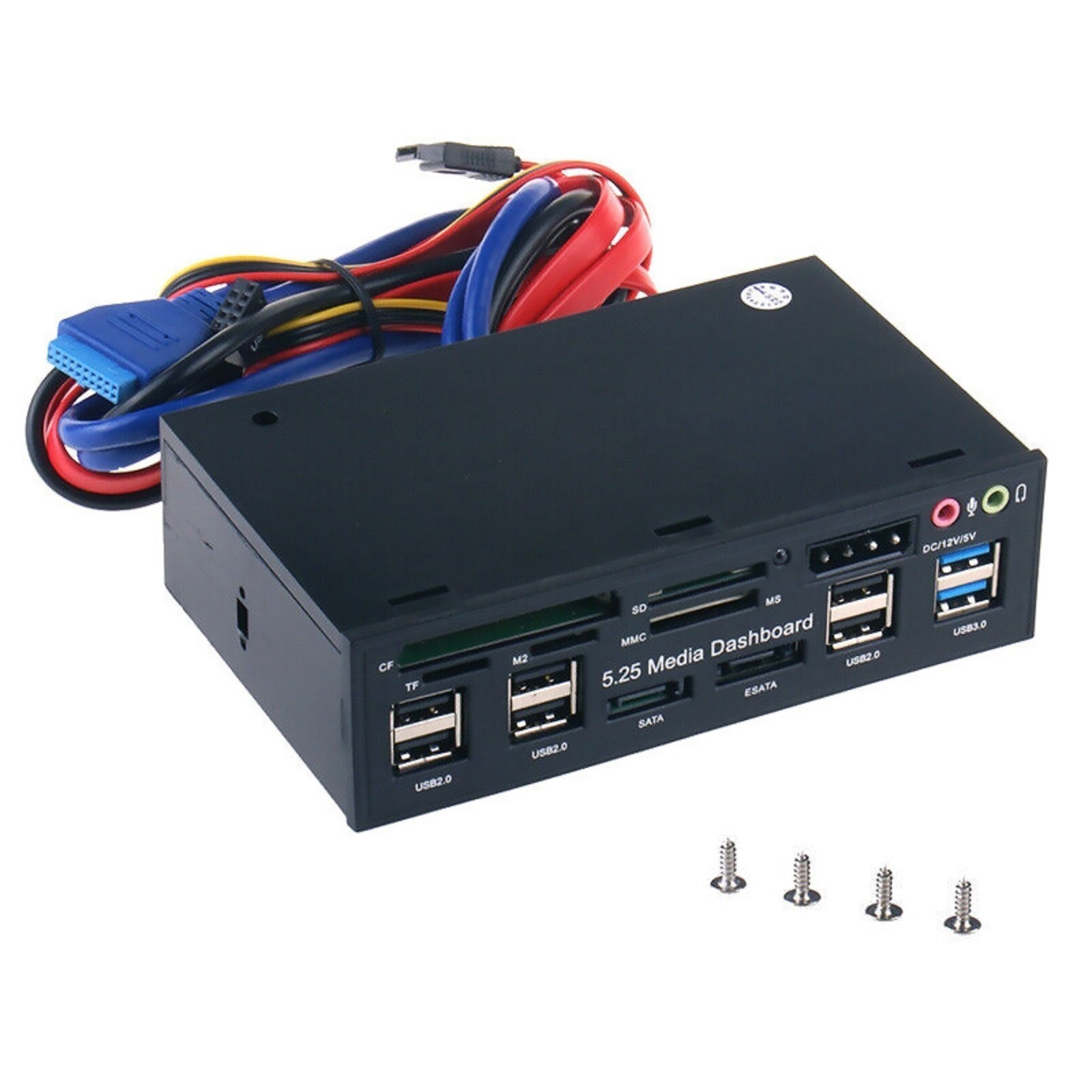 5.25" PC Front Panel Dashboard USB 3.0 Hub Audio eSATA SATA Card Reader