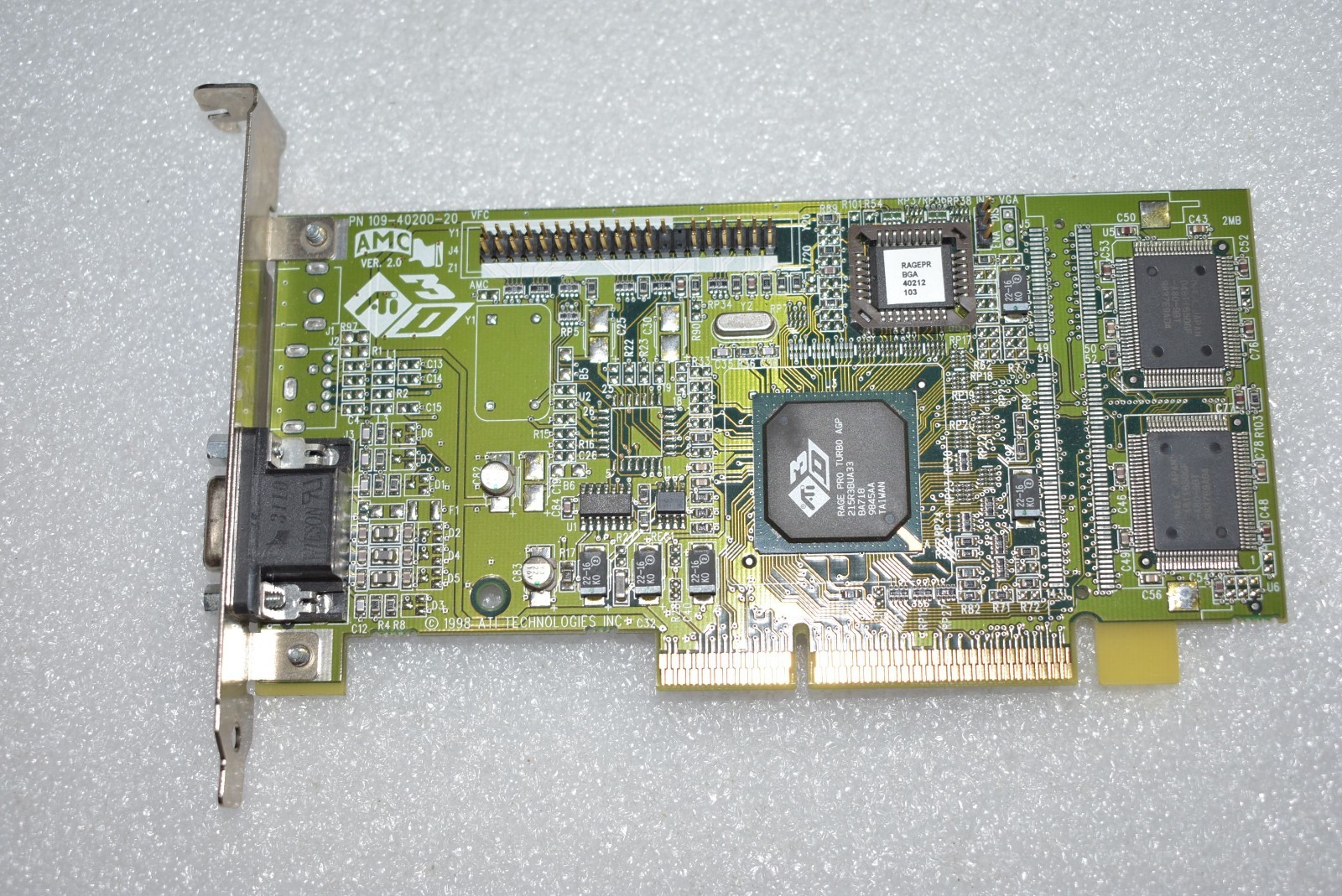 ATI 109-40200-20 Rage Pro Turbo 8MB AGP 2x VGA Video Graphics Adapter Card