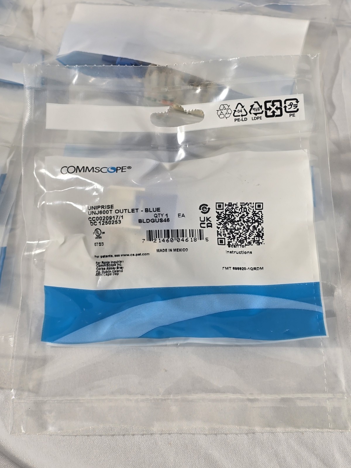 CommScope Uniprise UNJ600T Cat6 Modular Jack (Blue, Catalog # CC0020917/1) ...
