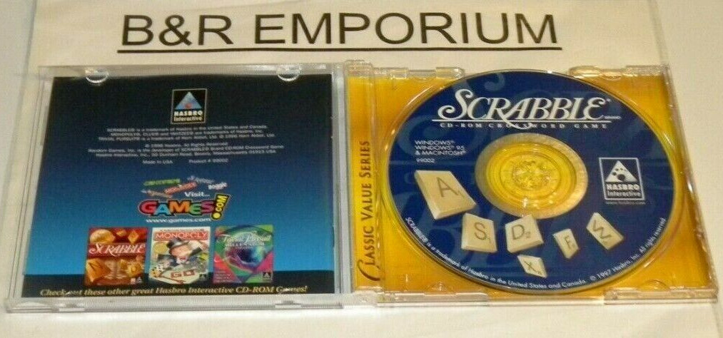 Scrabble CD-ROM Crossword Game - (1996 Hasbro Interactive) - Used CD-ROM