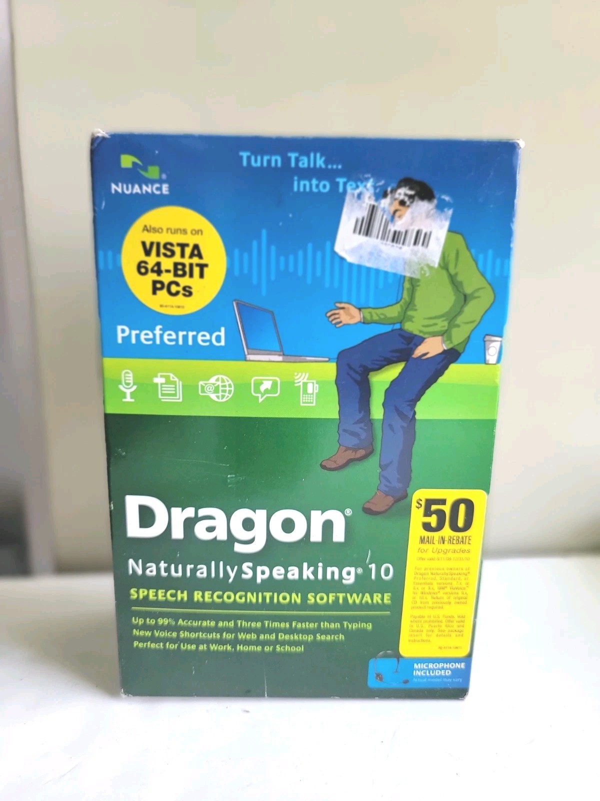 Dragon Naturally Speaking 10 Preferred Speech Recognition Software Headset NEW