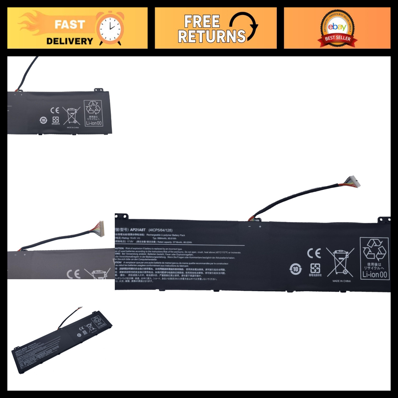 Replacement Laptop Battery for Acer Helios 300 PH317-56 PH315-54 90.61Wh 15.4V