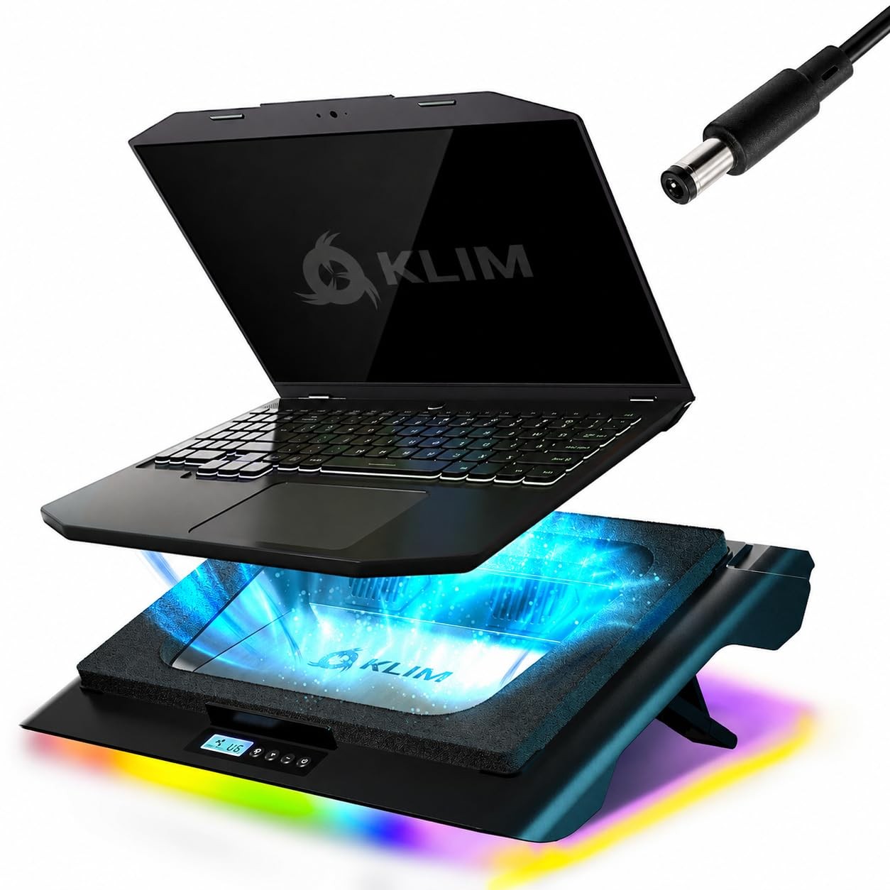 KLIM Everest Plus Gaming Laptop Cooling Pad - 6300 RPM Turbo Fan Cooler Black