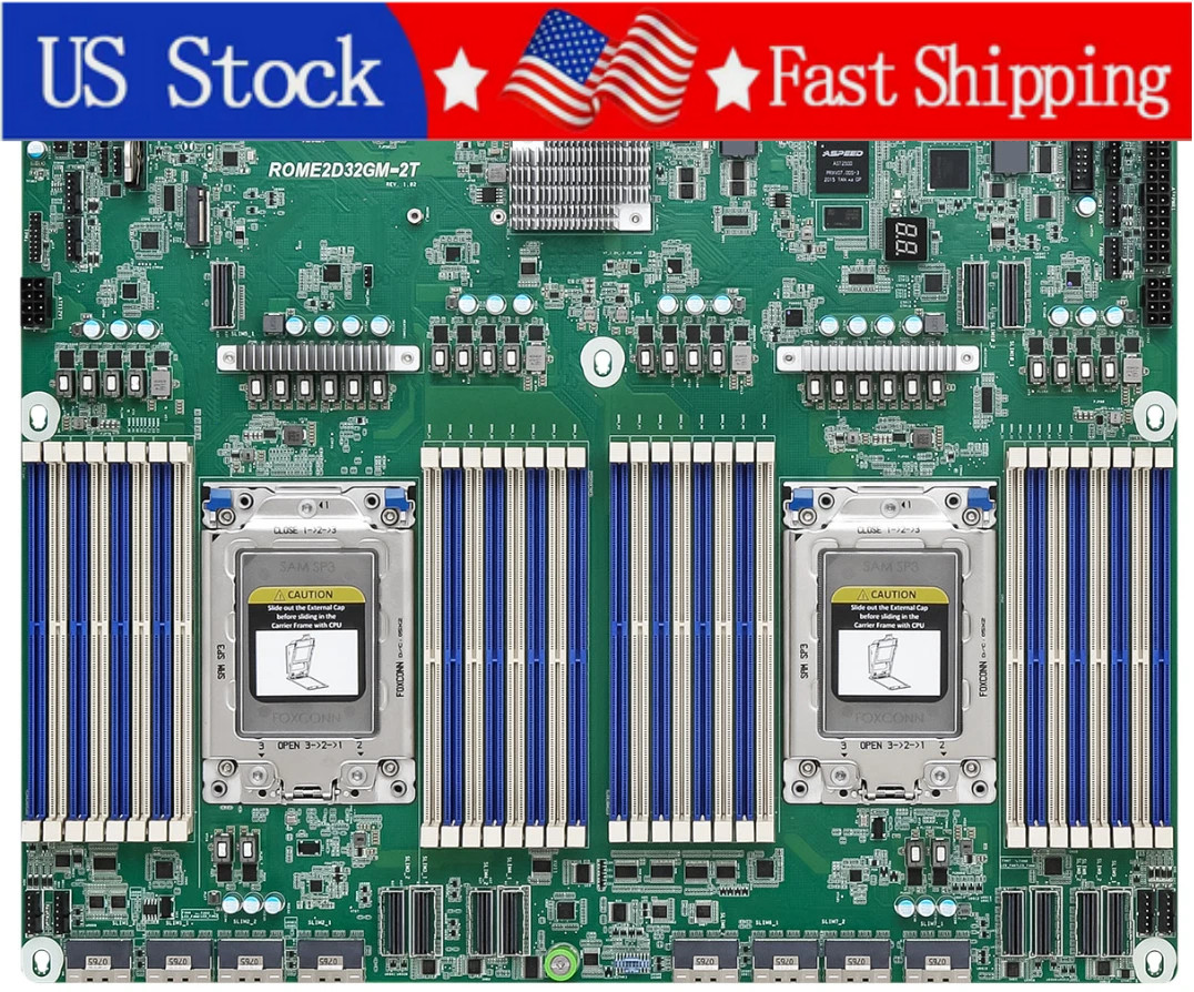 New ASRock Rack ROME2D32GM-2T Dual SP3 Server Motherboard AMD EPYC 7002 7003