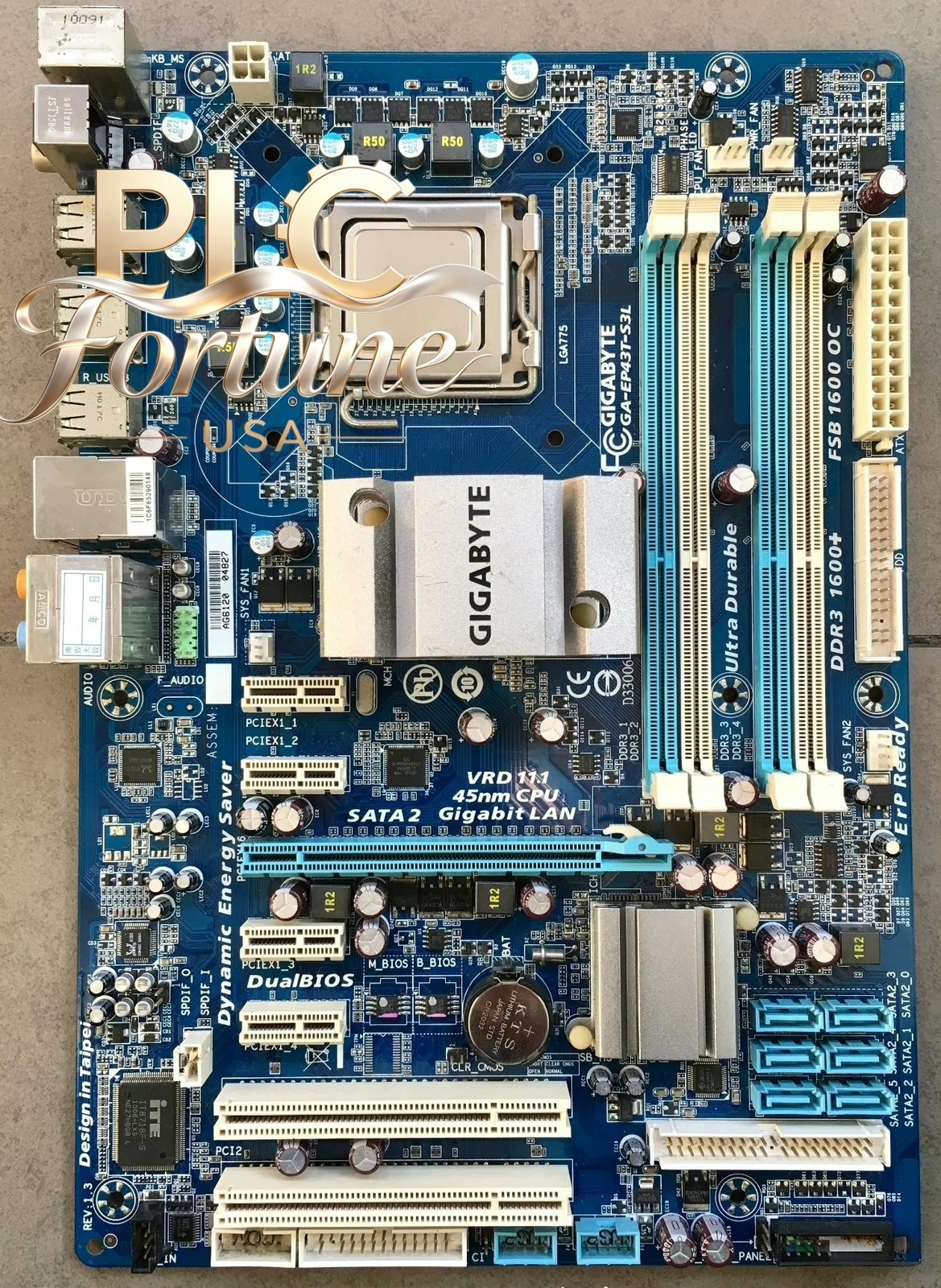 Used Gigabyte GA-EP43T-S3L Intel P43+ICH10 LGA 775 DDR3 USB 2.0 ATX Motherboard