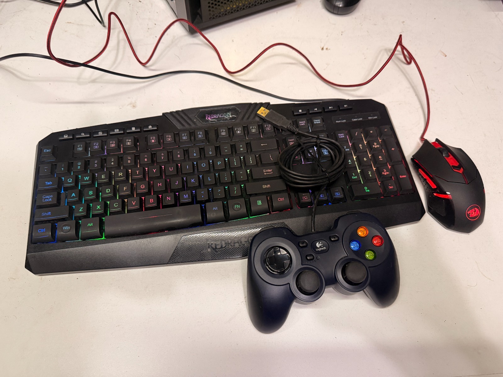 Redragon S101-3 RGB Keyboard + Mouse Combo + Logitech Dual Action Gamepad