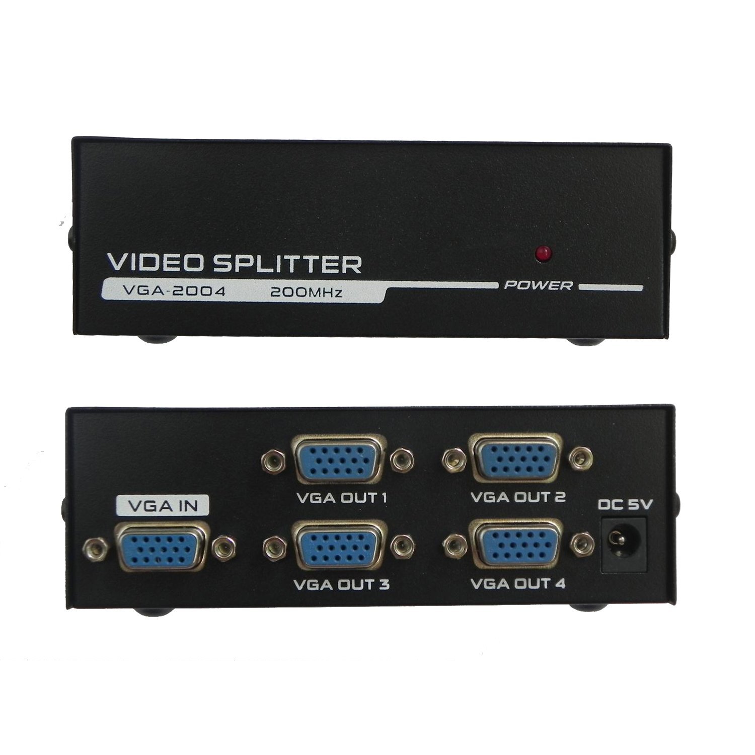 4 Port VGA Video Splitter PC Screen Duplicat 1 PC to 4 Monitors Splitter Box