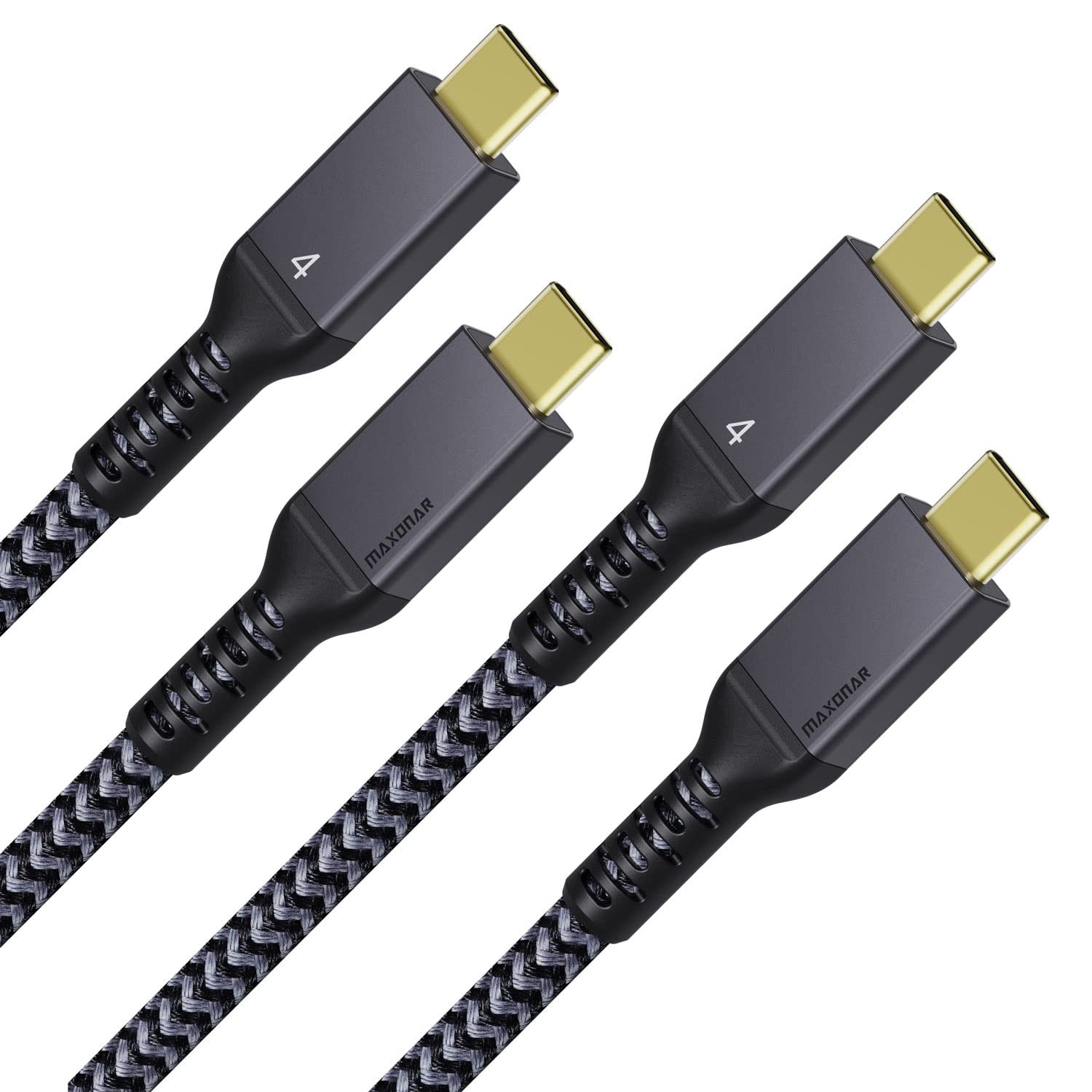 Maxonar 2 Pack Thunderbolt 4 Cable, 40Gbps Sync, 240W Charging, 8K/5K Display, A