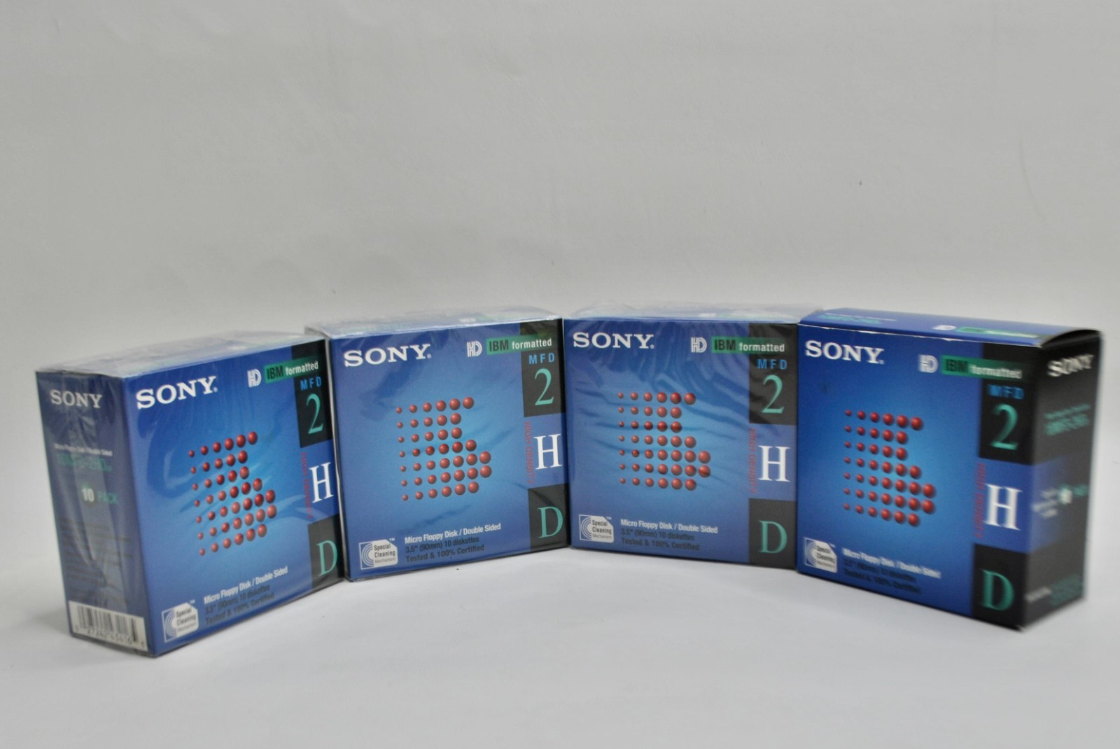 SONY HD IBM FORMATED MFD 2 MICRO FLOPPY 2-SIDED,10 PACK,LOT OF 4