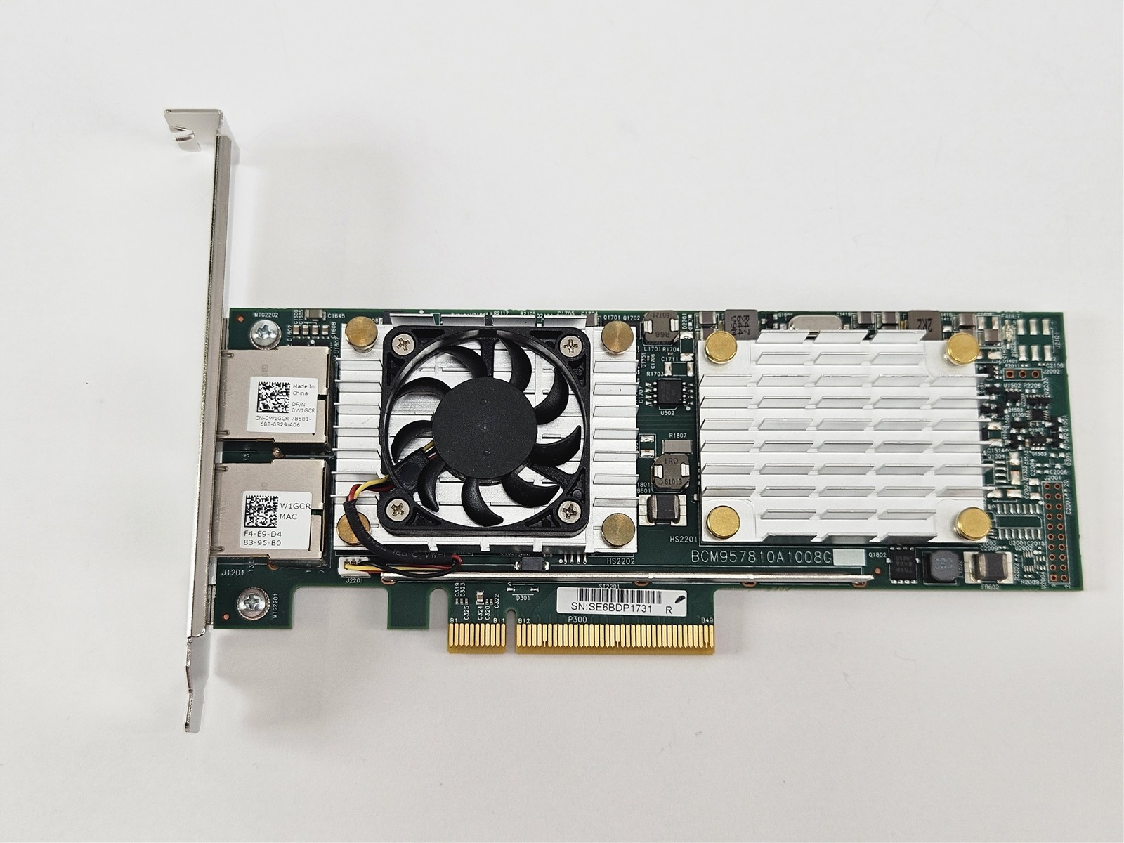 Dell 0W1GCR Broadcom Dual Port 10GbE RJ45 PCIe x8 Full Height NIC