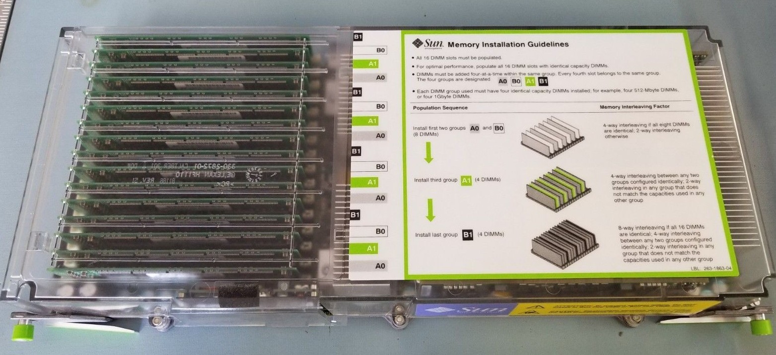 SUN AV950-02450 REV 0716 Uniboard Board Module WITH (16X) SUN 501-7386-01  8GB 