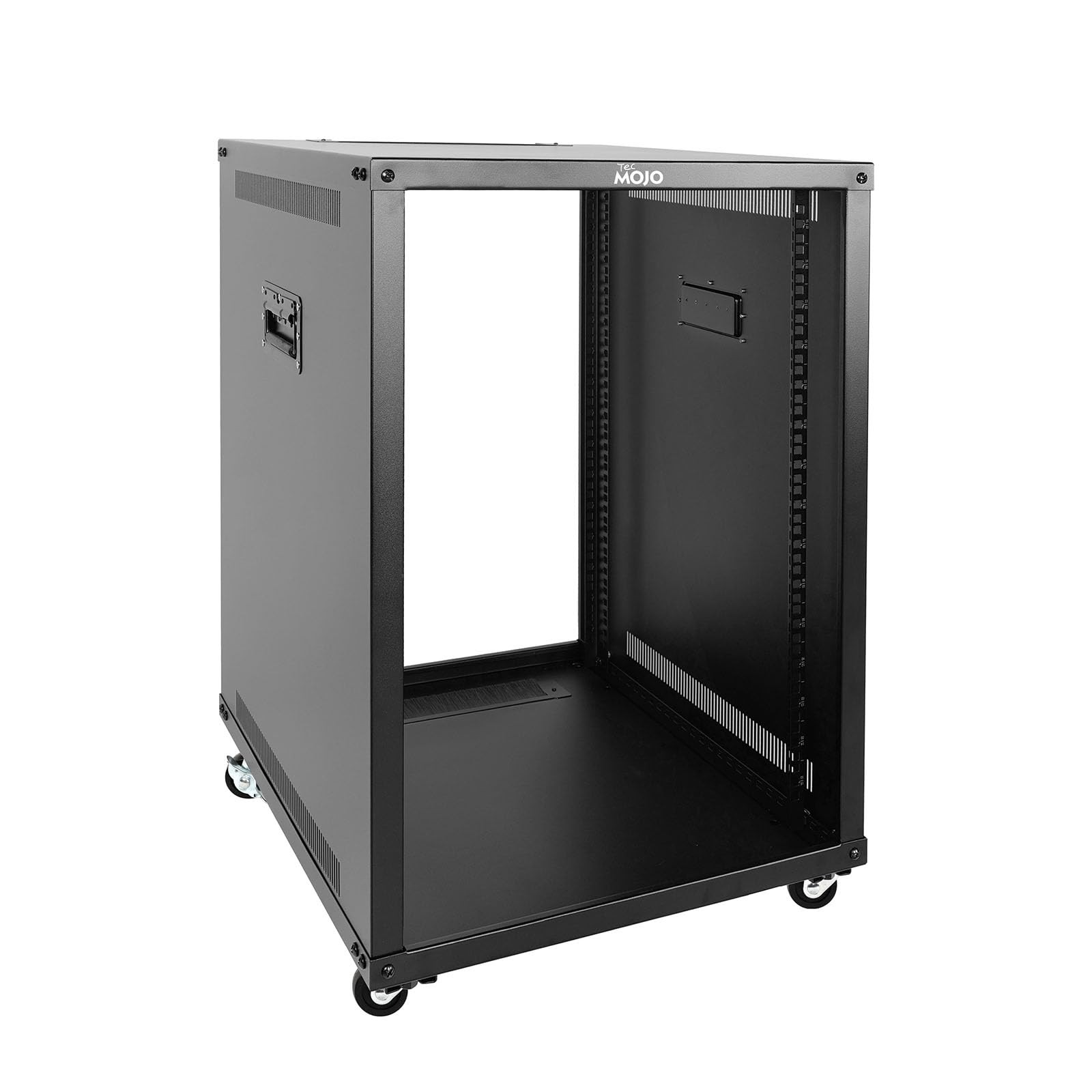 Tecmojo 15U Portable Rolling Network Rack, 4-Post 15U/Square hole, Black