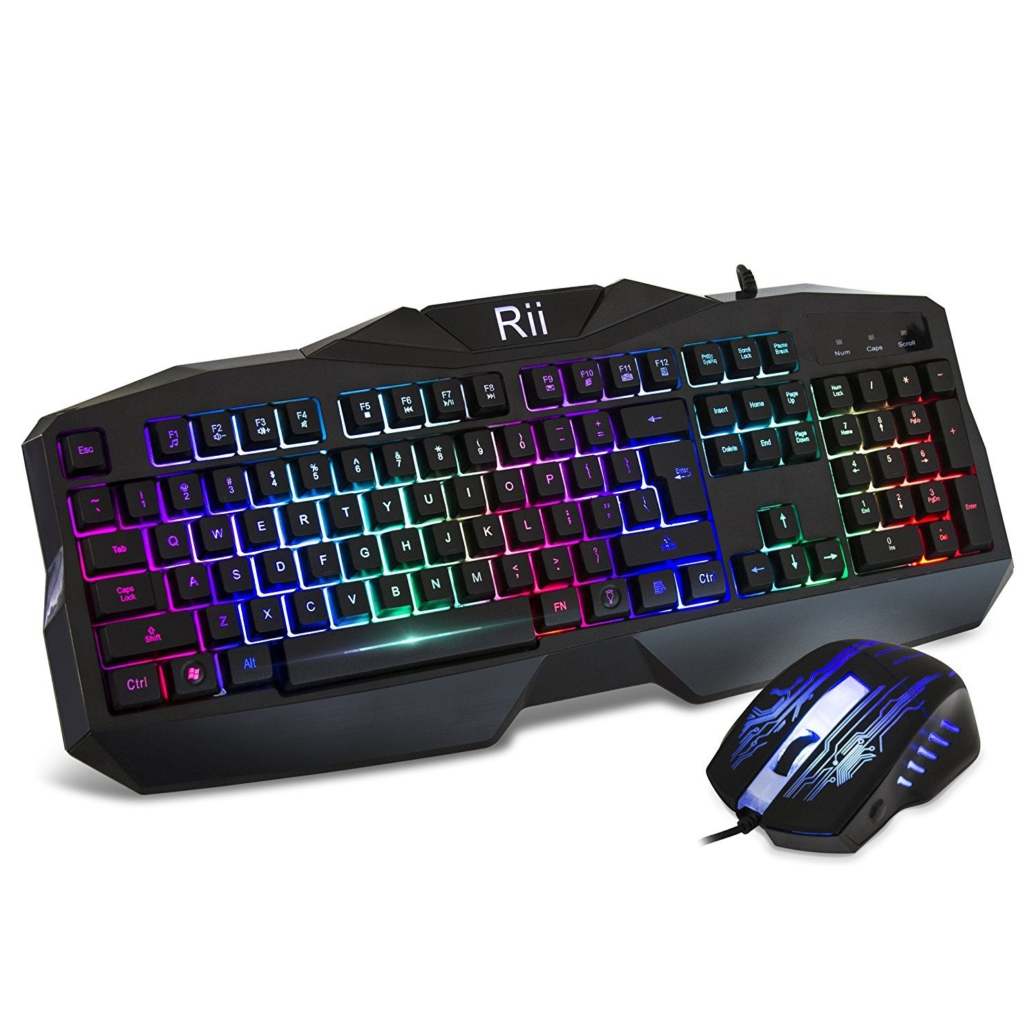 Rii Gaming Keyboard and Mouse Combo,LED Rainbow Backlit USB Wired Computer Ke...