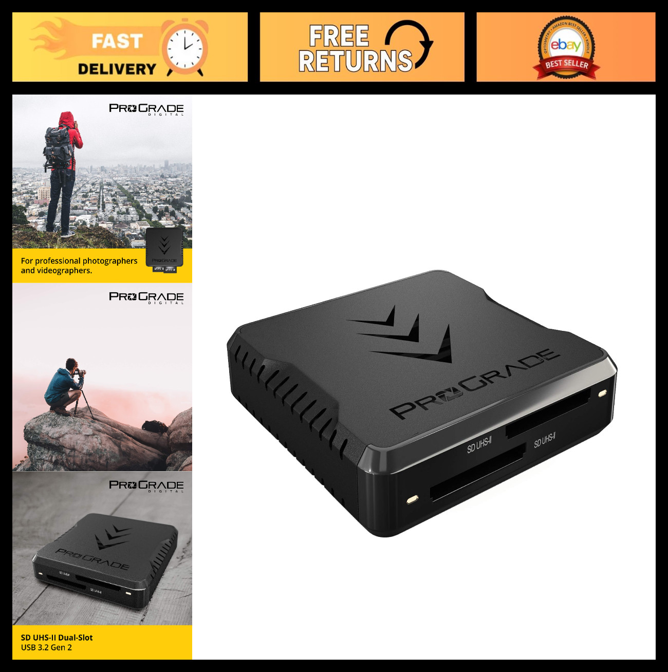 Dual-Slot SD UHS-II Card Reader USB 3.2 - Fast Data Transfer for Cameras & Devic