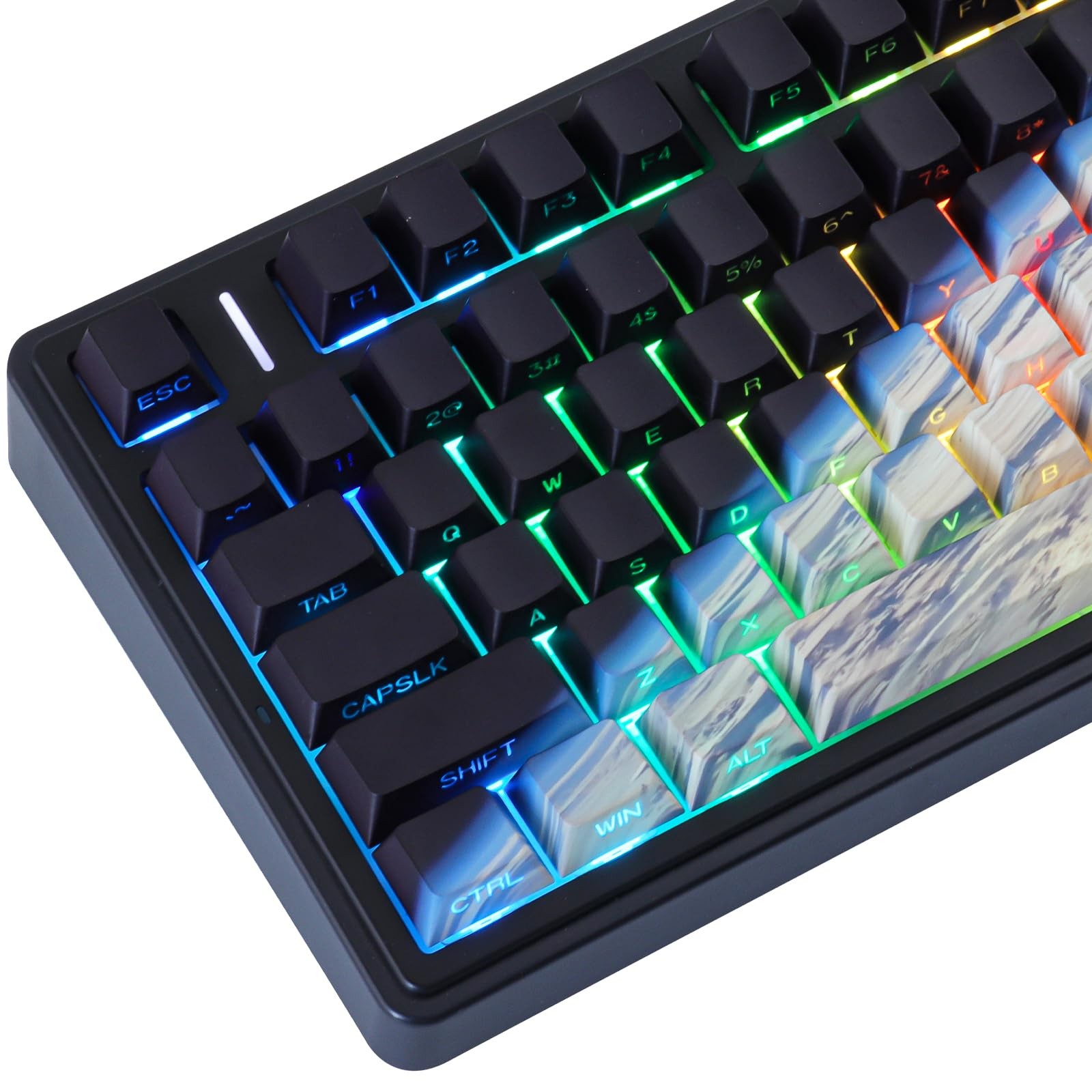 131 PCS Earth Space PBT Side Print Shine Keycaps Cherry Profile Dye Sub