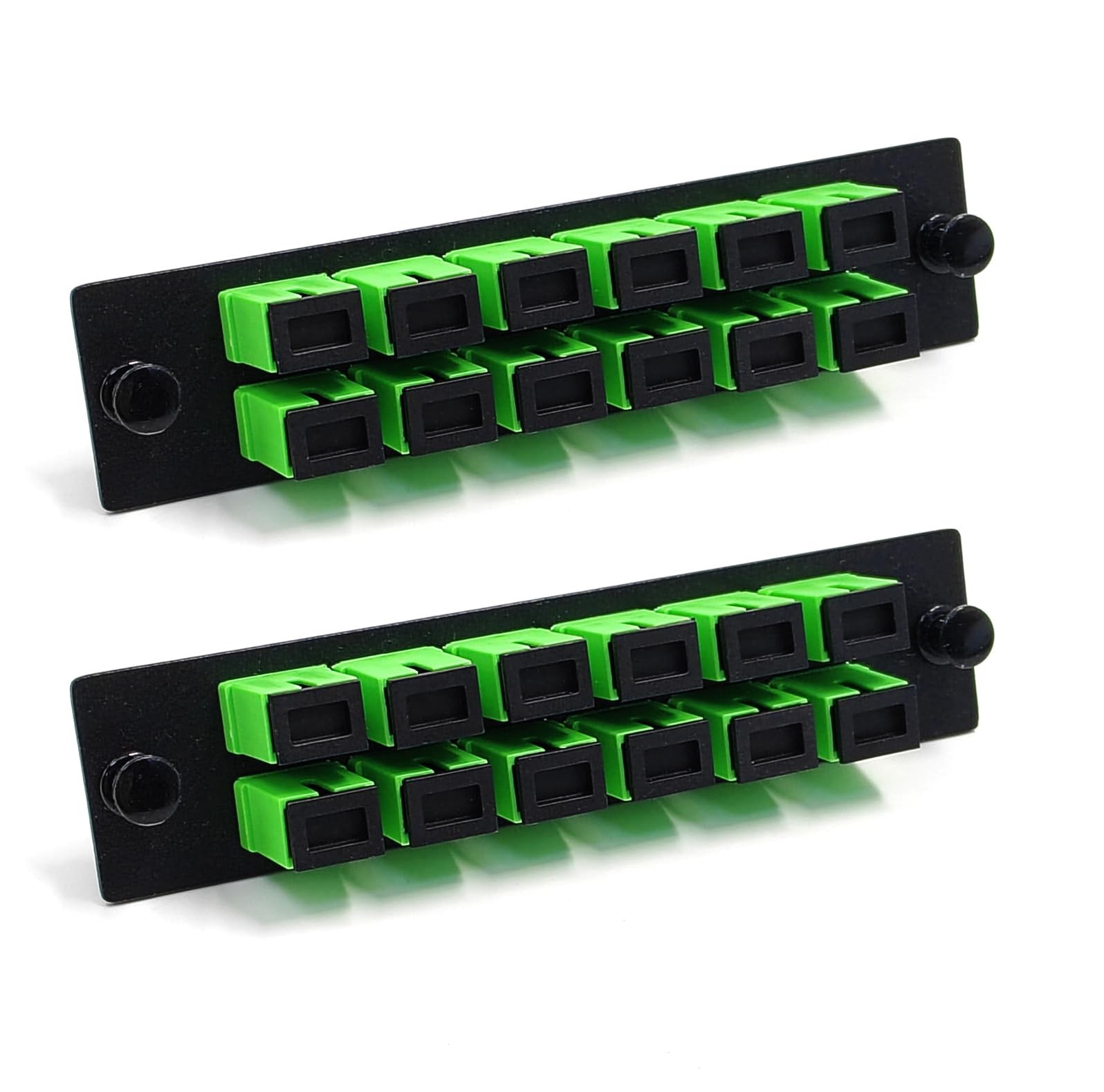 2 PCS 12 Simplex SCAPC Fiber Patch Panel Singlemode Green SC Adapters 12 Ports
