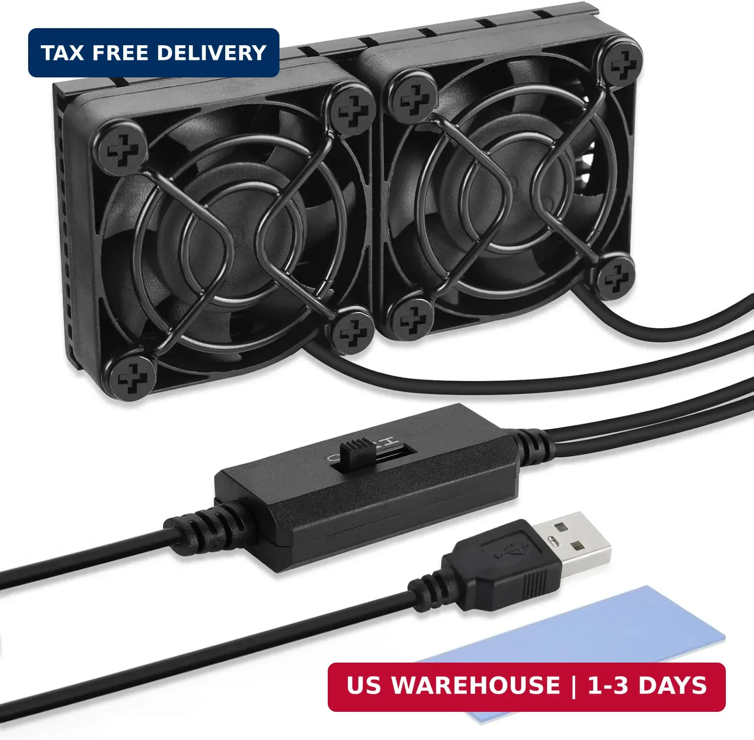 ELUTENG Computer Fan USB 40mm Dual Row 2 in 1 USB PC Fans with 3 Adjustable Spee