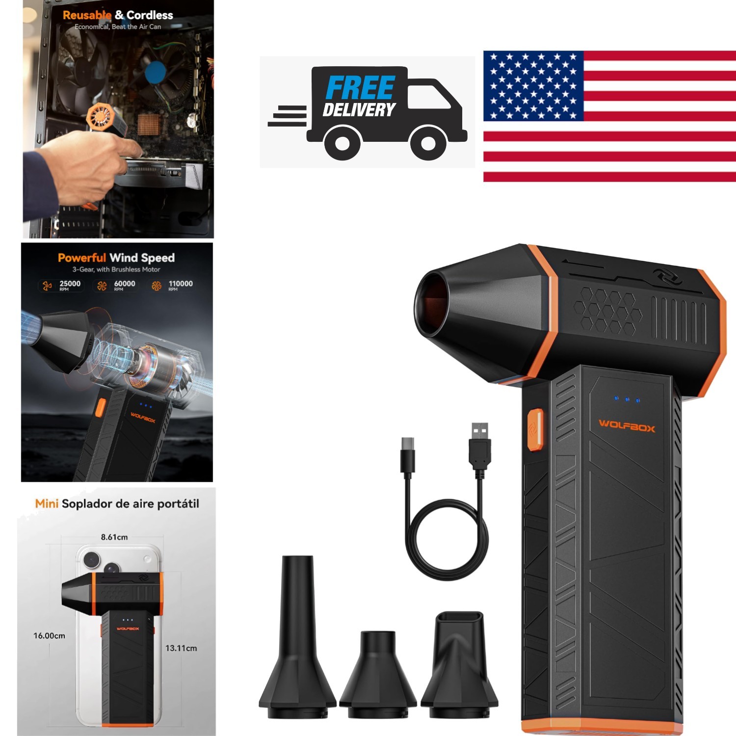 Durable Electric Air Duster with Lithium Ion Battery Eco Friendly Alternative