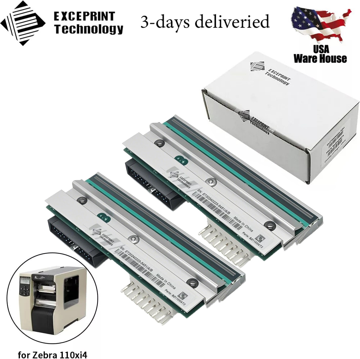 2X Printhead for Zebra 110Xi4 105SL Plus Thermal Label Printer 203dpi P1004230