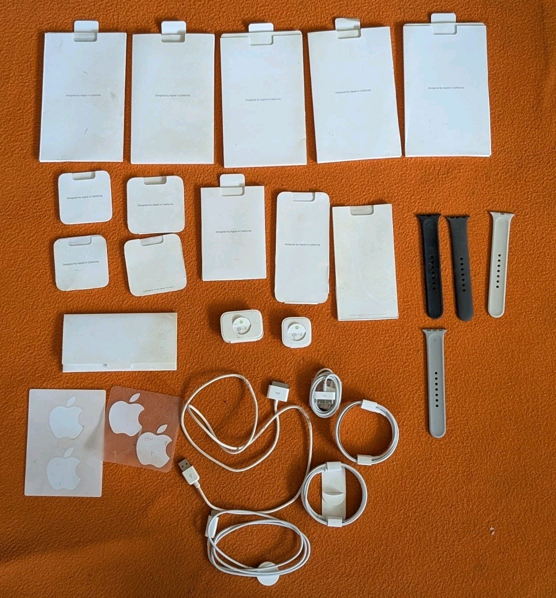 Lot Of Apple Older Manuals Cords Stickers Accessories iPhone Watch MacBook
