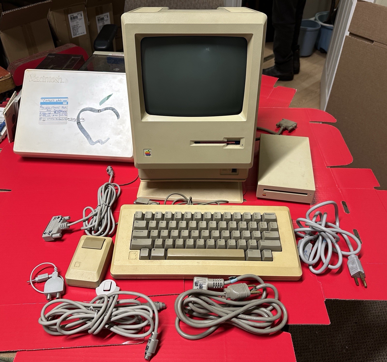 Early 1984 Apple Macintosh 128K M0001 Computer PC Workstation Keyboard Mouse ED