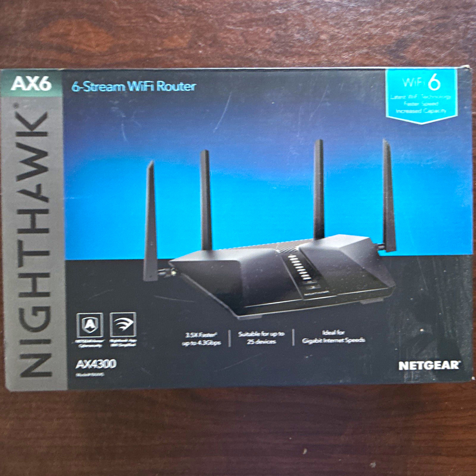 NETGEAR Nighthawk AX6 RAX45 WiFi 6 AX4300 Router, 4-Port Gigabit LAN