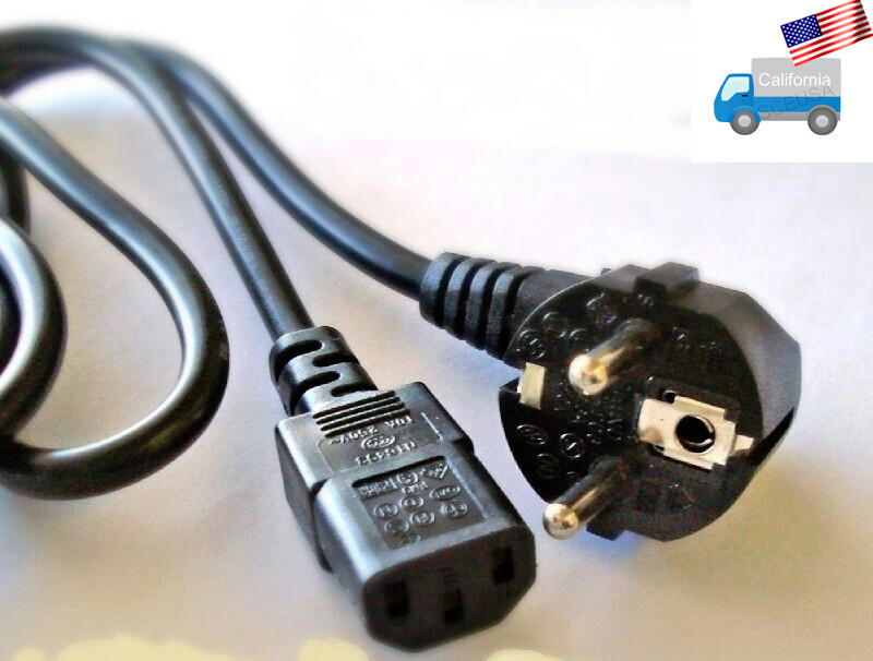 New European 3-Prong AC Power Cord for Computer/Monitor/EU PC ATX Power Supply