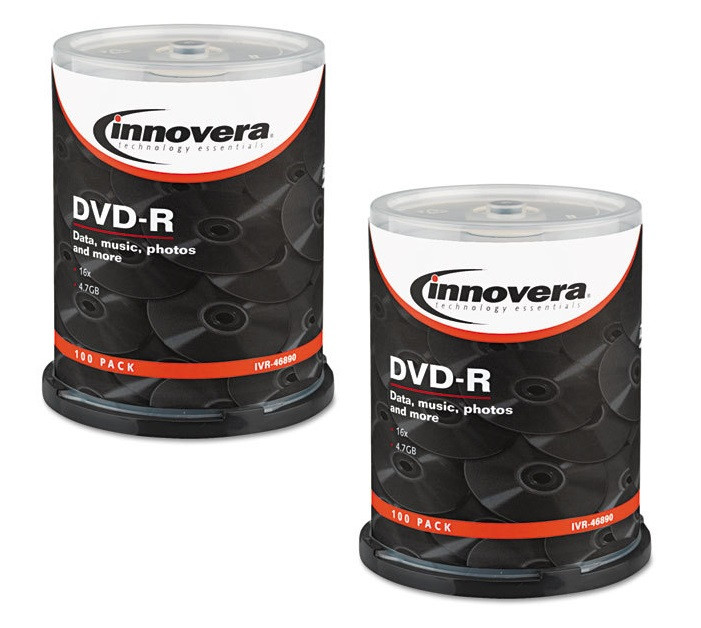 Lot of 200x Innovera DVD-R Recordable Discs, 4.7 GB, 16x, Spindle, Silver SEALED