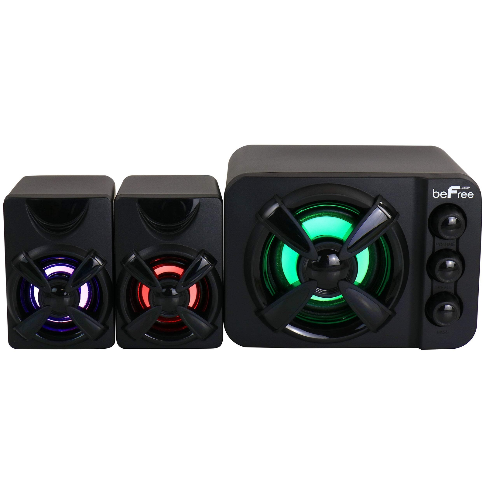beFree 2.1 Gaming Computer Desk Shelf Mini Speaker Subwoofer System w LED Lights