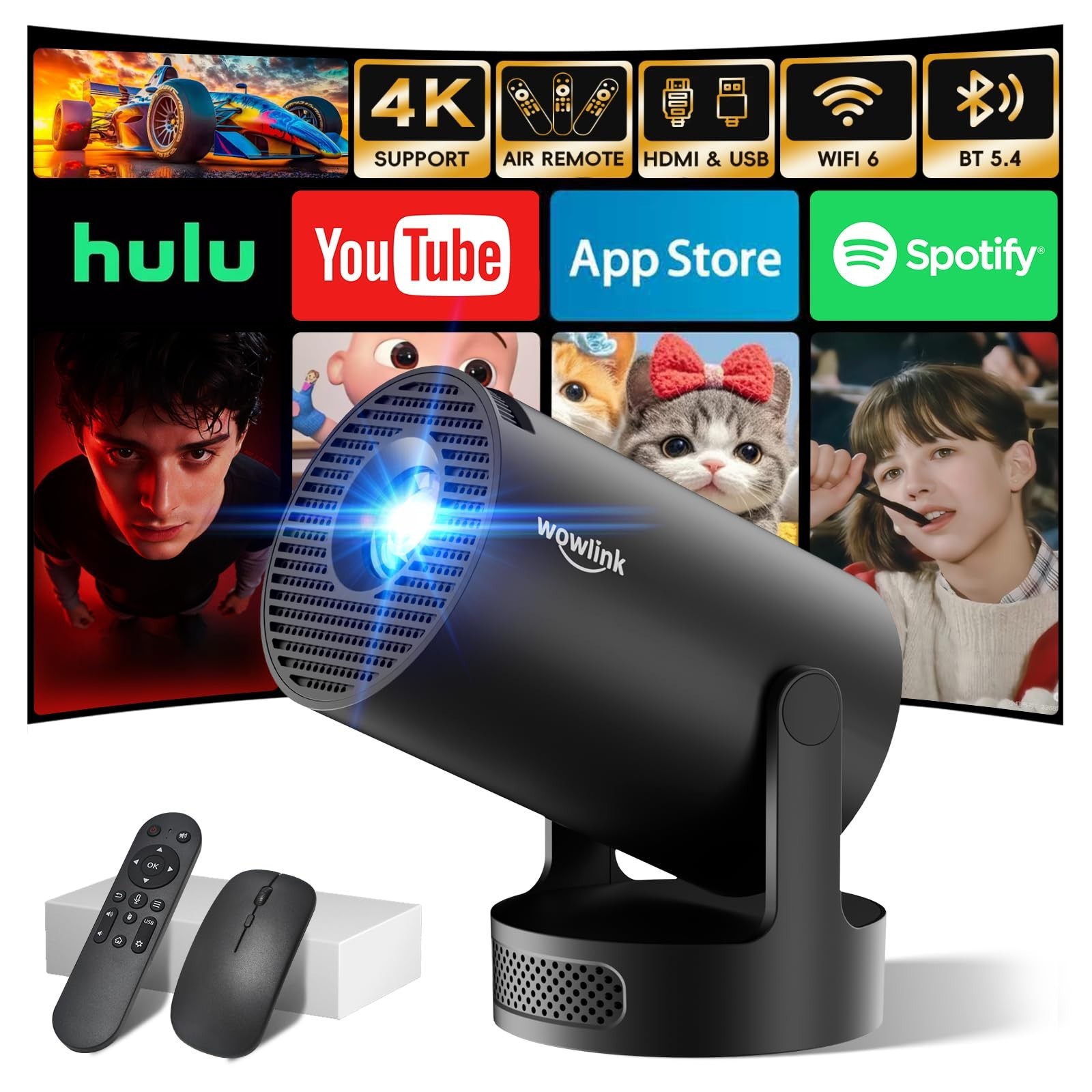 [Built-in App & 2026 Upgraded] Mini Projector with WiFi 6 and Bluetooth 5.4 |...