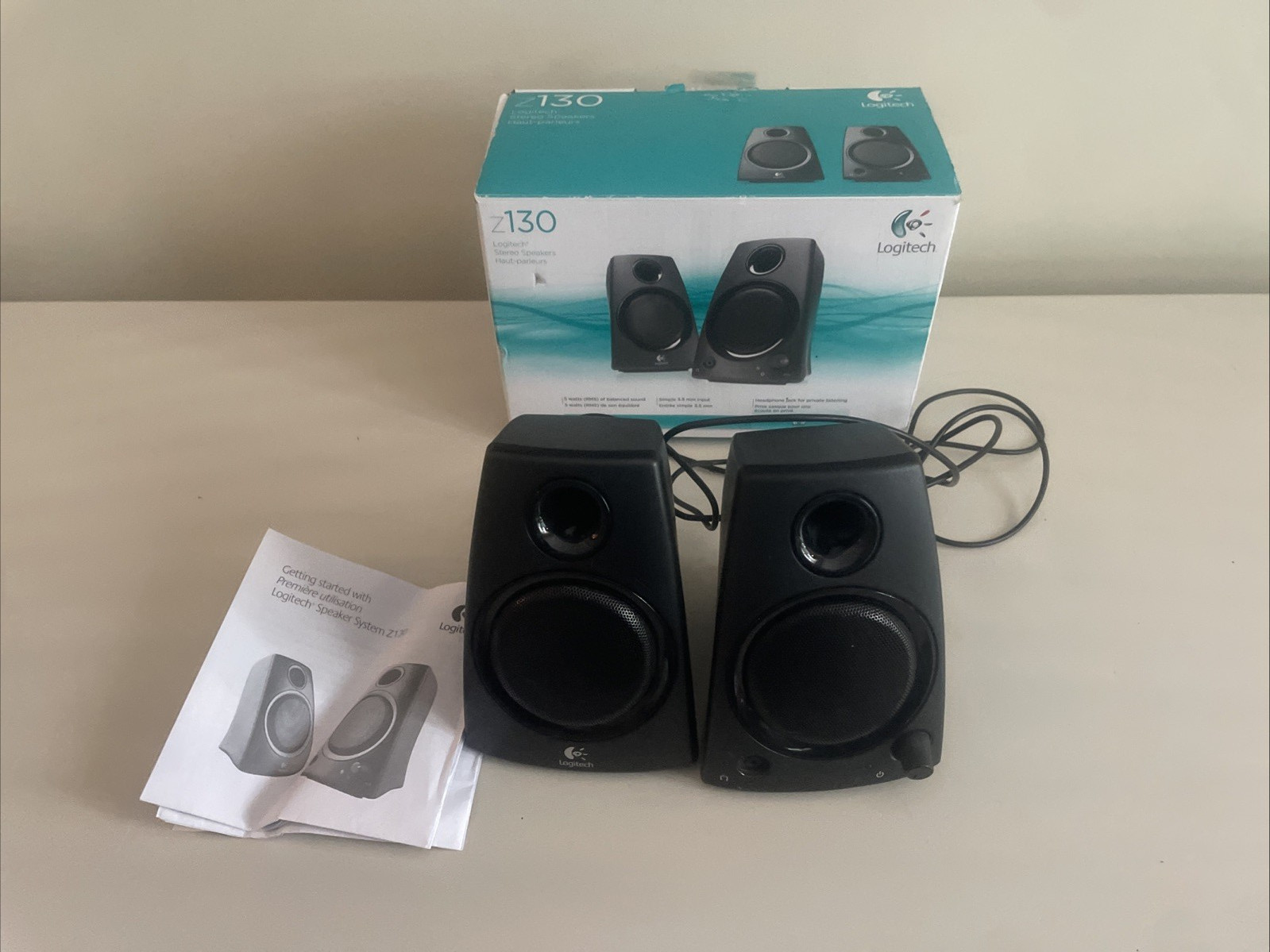 Logitech Z130 Compact 2.0 Stereo Speakers 3.5mm Jack Black w/ Box Manual