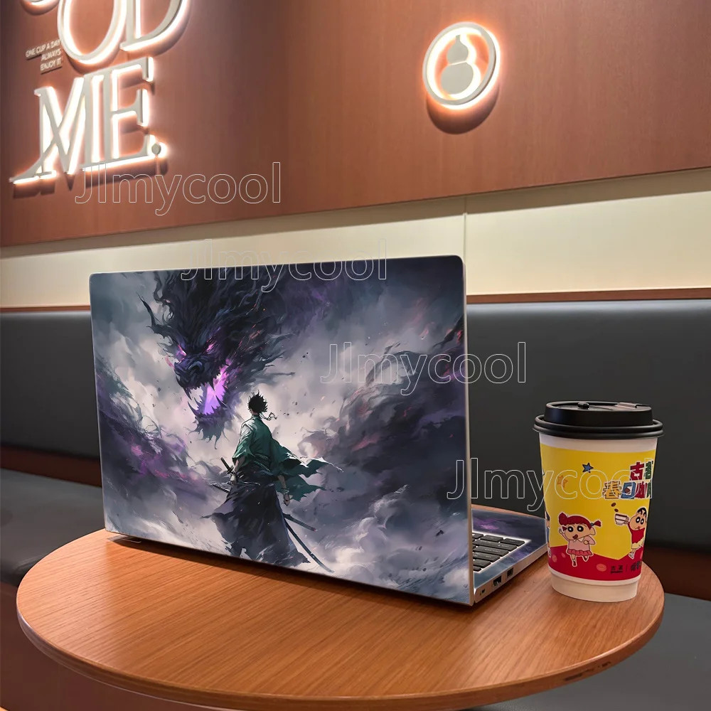 2 Pieces Dragon And Fighter Vinyl Laptop Sticker Self adhesive Case for Lenovo