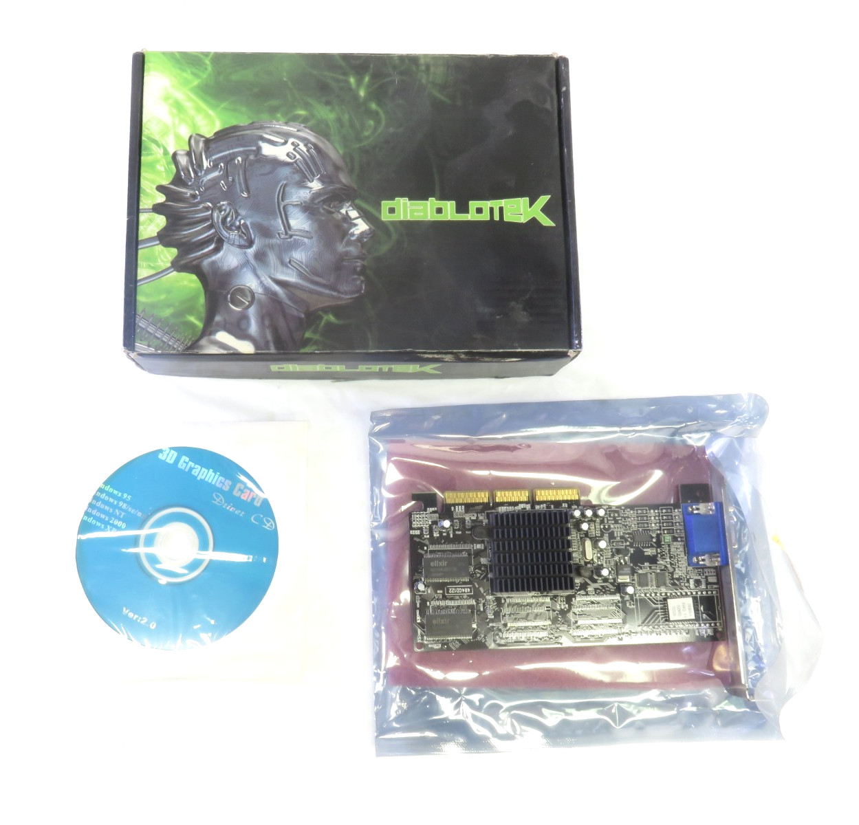 Diablotek ATI Rage 128 pro (VARTNT2-32A) 32MB AGP Graphic Card, For Parts/Repair