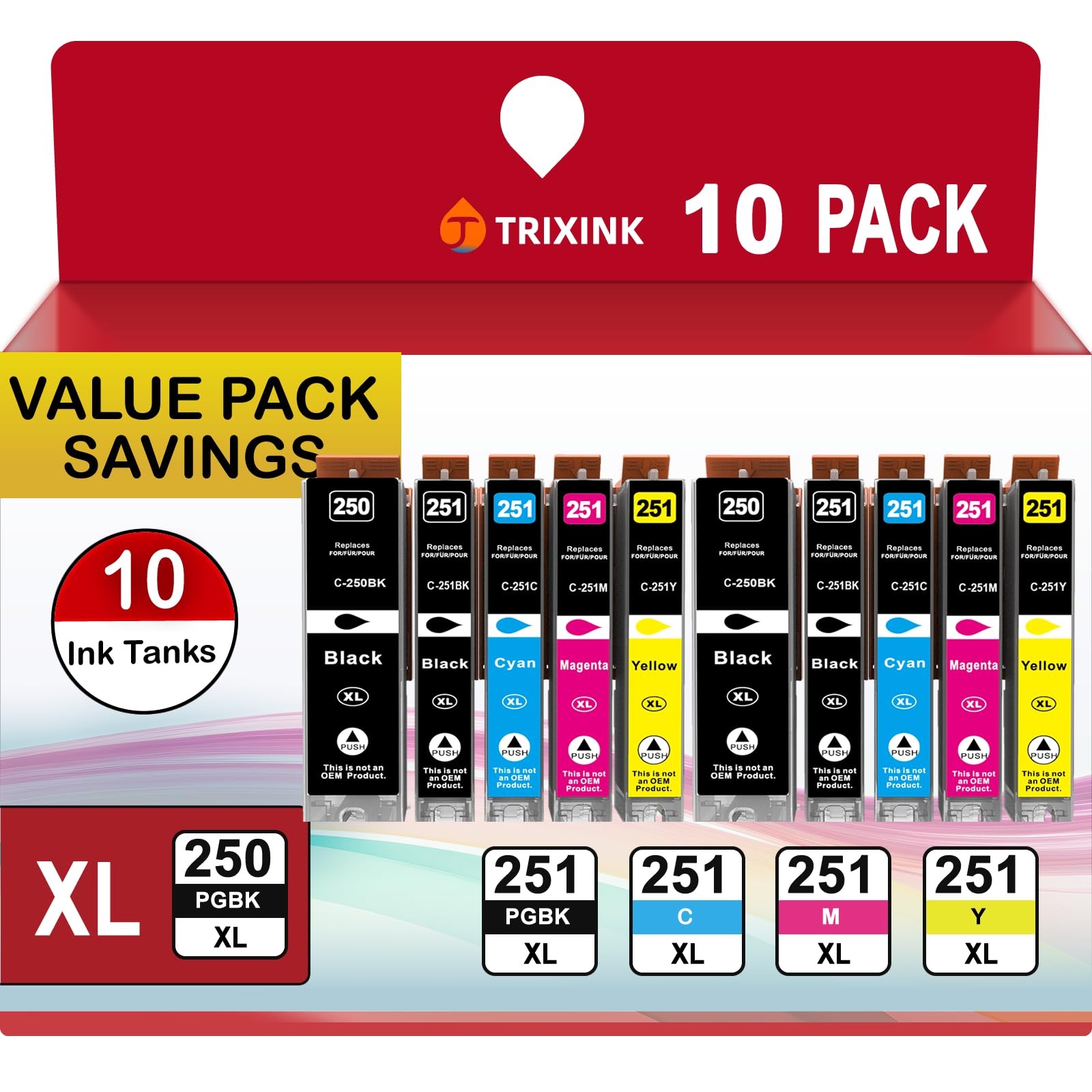 250XL 251XL Ink Cartridges Compatible with Canon MX922, 10-Pack