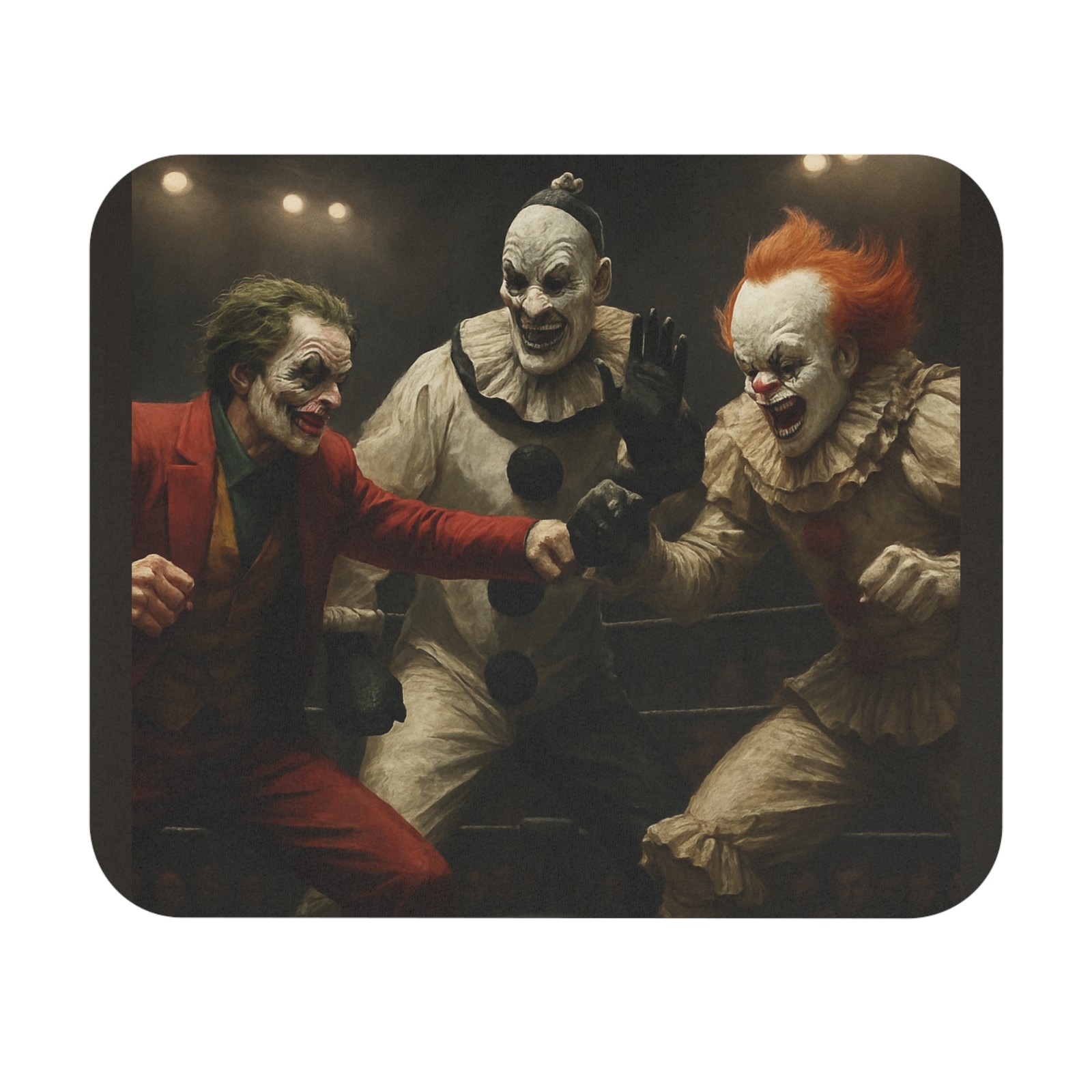 Horror Clown Trio Mouse Pad Spooky Circus Gaming Desk Mat Joker Pennywise Art 