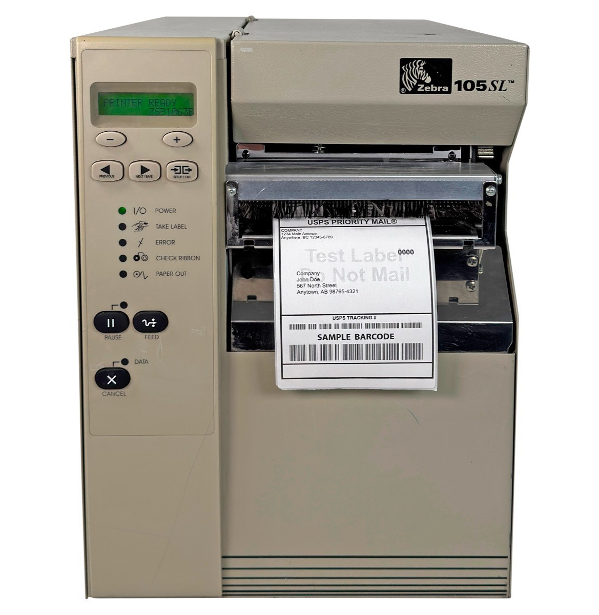Zebra 105SL Industrial Direct Thermal Transfer Label Printer Cutter LAN Serial