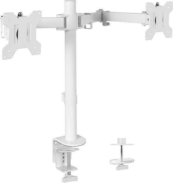 VIVO Dual Monitor Desk Mount White STAND-V002W Full Motion Adjustable