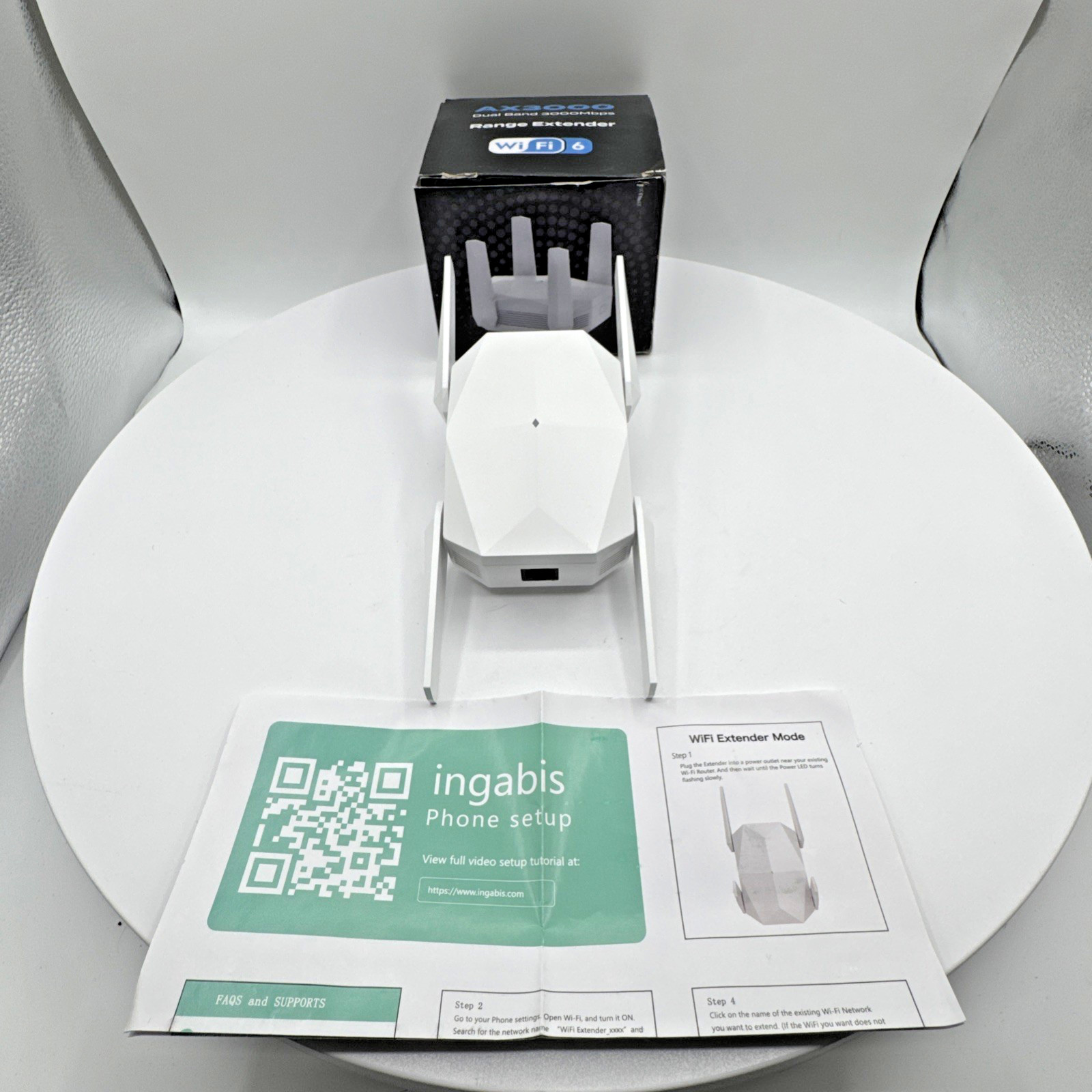 Ingabis AX3000 WiFi 6 Range Extender Dual Band 3000Mbps Gigabit Ethernet