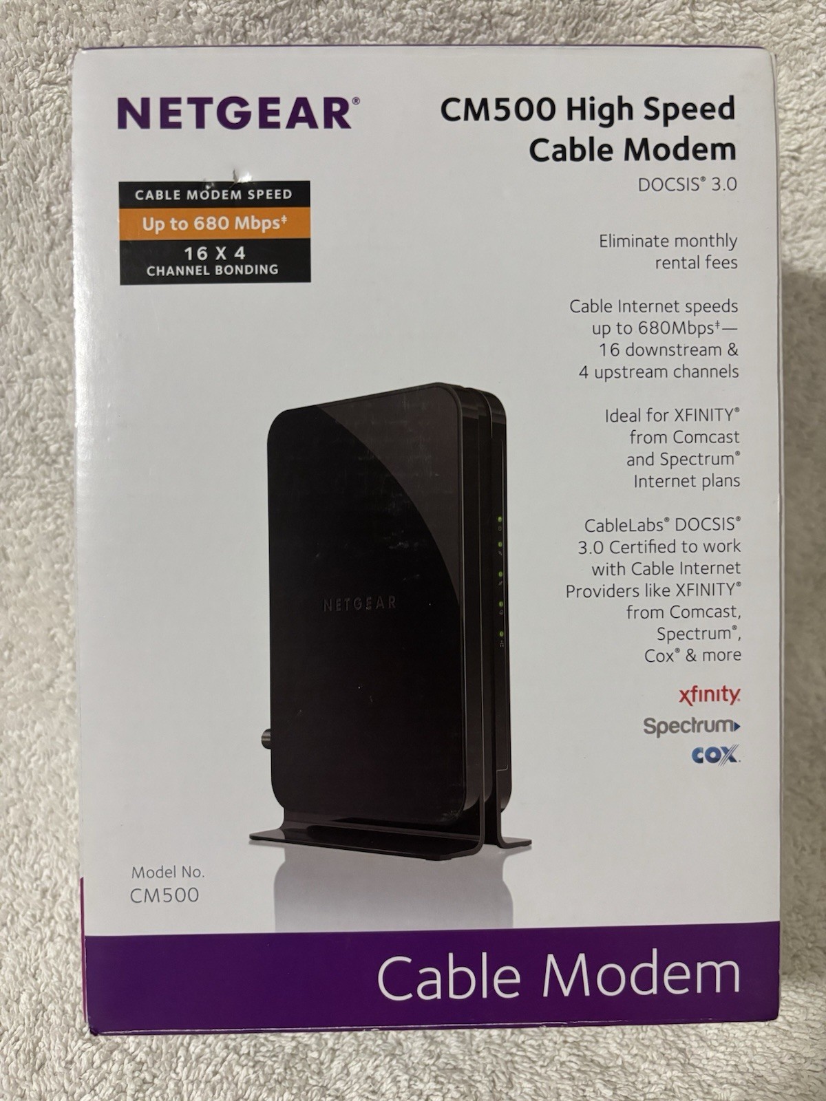 Netgear Model CM500 High Speed Cable Modem Speed Up to 680 Mbps