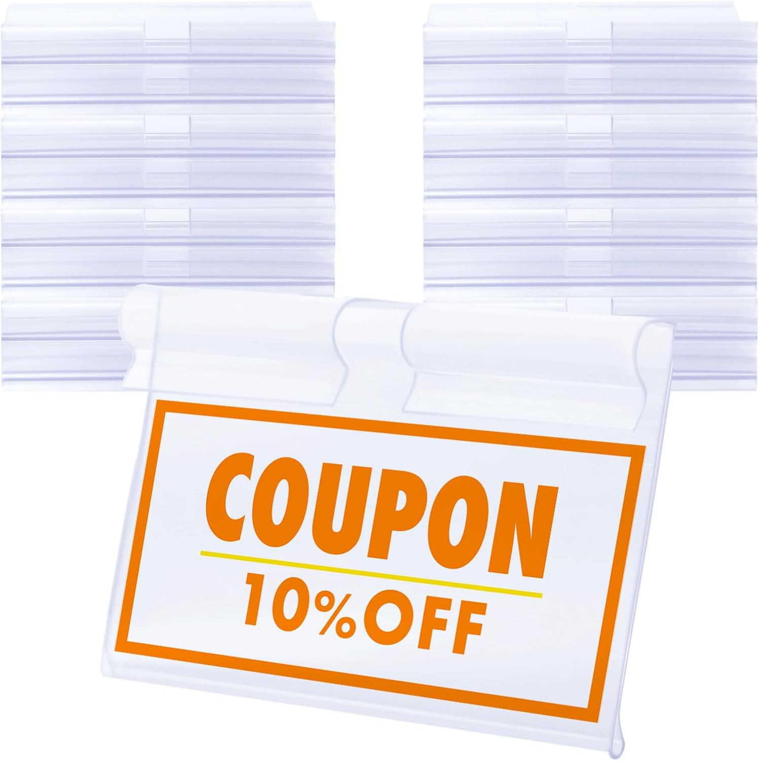 Storage Bin Labels Clip On, 60-Pack Clear Plastic Label Clips with 80 Tags