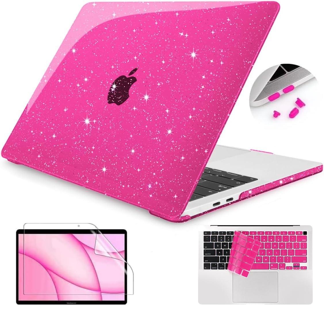 Pink Glitter Case Compatible with MacBook Air 13 inch 2021 2020-2018 Release ...