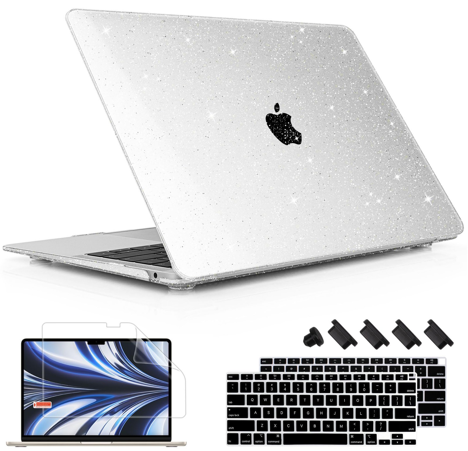 Clear Glitter Hard Shell Case For MacBook Air 13 Inch M1 A2337 A2179 A1932